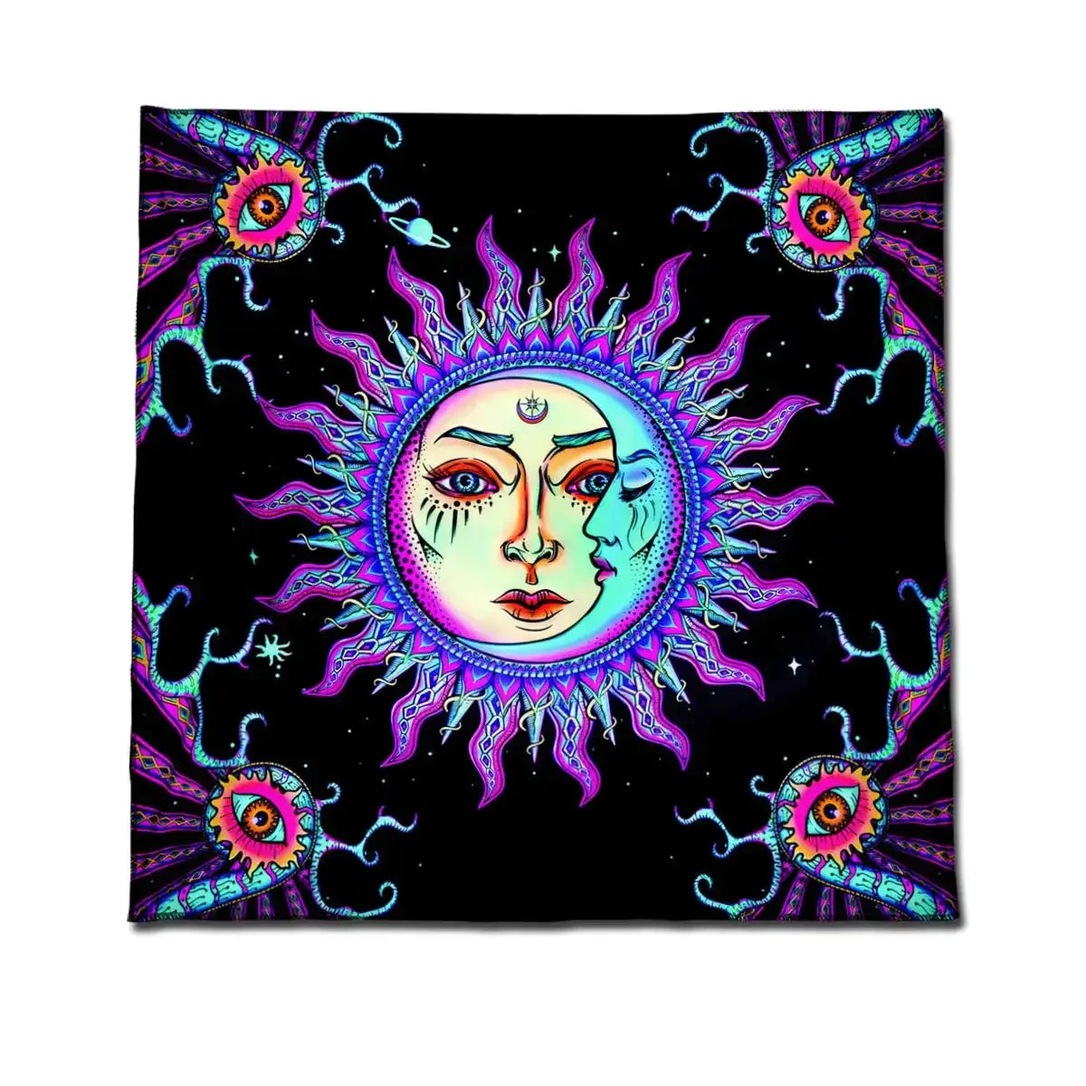 ✨12 Constellations Tarot Tablecloth – Durable Polyester Altar Cloth Featuring Zodiac Signs, Sun, Moon & Starry Sky Motifs