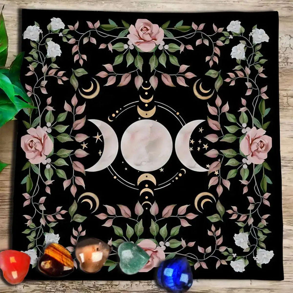 ✨12 Constellations Tarot Tablecloth – Durable Polyester Altar Cloth Featuring Zodiac Signs, Sun, Moon & Starry Sky Motifs