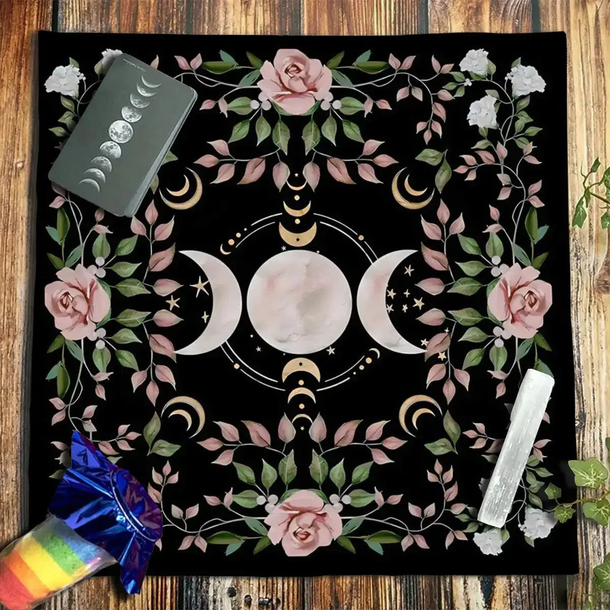 ✨12 Constellations Tarot Tablecloth – Durable Polyester Altar Cloth Featuring Zodiac Signs, Sun, Moon & Starry Sky Motifs zhuobu01d 75x75cm