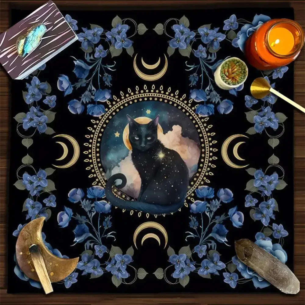 ✨12 Constellations Tarot Tablecloth – Durable Polyester Altar Cloth Featuring Zodiac Signs, Sun, Moon & Starry Sky Motifs zhuobu01c 75x75cm