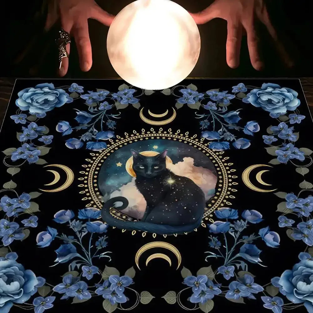 ✨12 Constellations Tarot Tablecloth – Durable Polyester Altar Cloth Featuring Zodiac Signs, Sun, Moon & Starry Sky Motifs