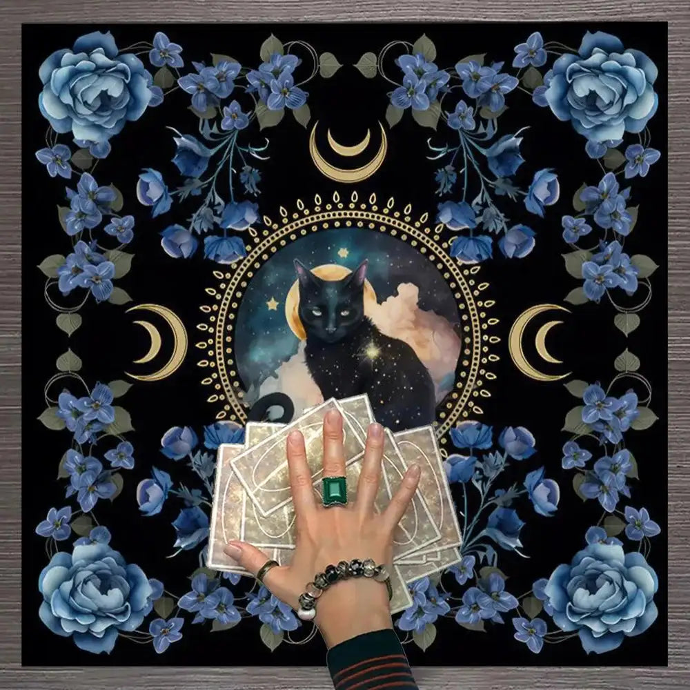 ✨12 Constellations Tarot Tablecloth – Durable Polyester Altar Cloth Featuring Zodiac Signs, Sun, Moon & Starry Sky Motifs