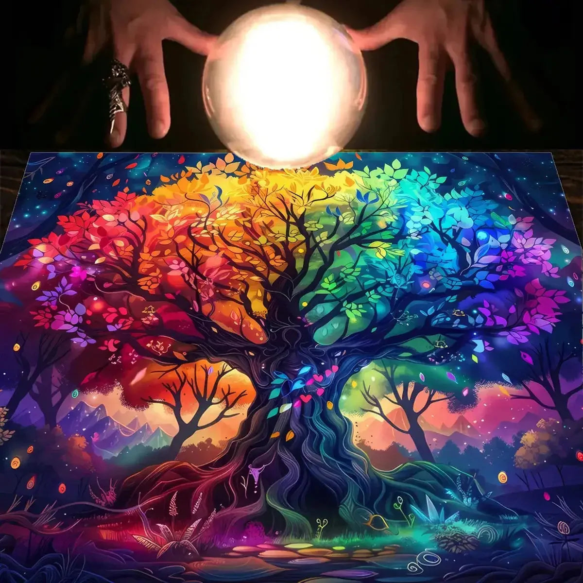 ✨12 Constellations Tarot Tablecloth – Durable Polyester Altar Cloth Featuring Zodiac Signs, Sun, Moon & Starry Sky Motifs zhuobu01e 75x75cm