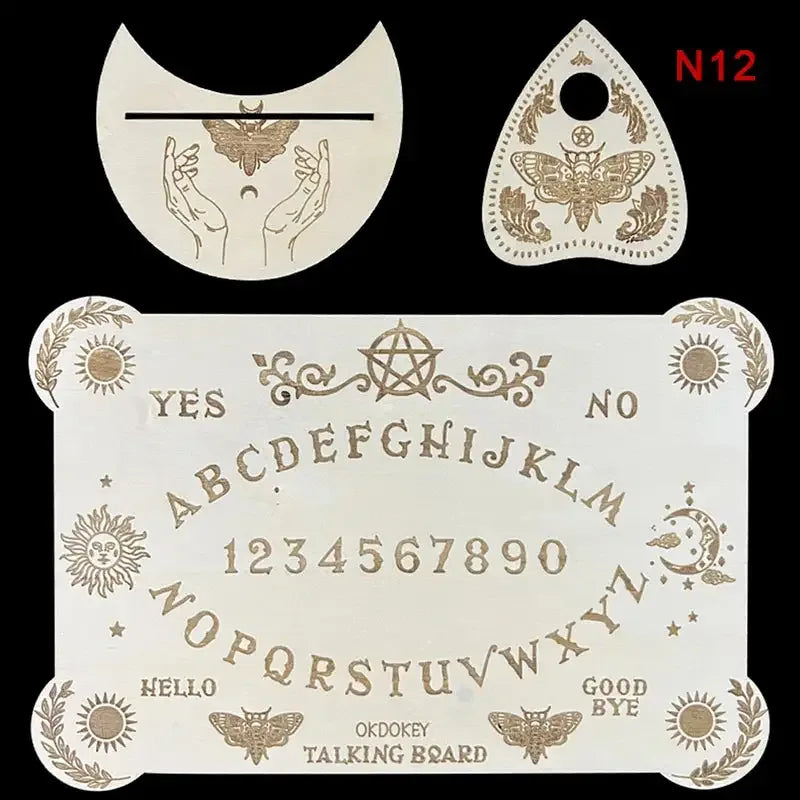 🔮 12-inch Wooden Divination Board with Engraved Philosophical Messages – Witch’s Pendulum Board Set 12