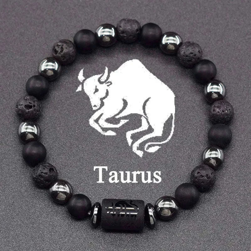 ✨ 12 Zodiac Constellation Signs Bracelet – Tiger Eye & Sparrow Picture Stone Beads – Virgo Charm Couple Jewelry for Men & Women 22 Taurus 8 mm Beads