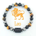✨ 12 Zodiac Sign Bracelet Homme – Natural Yellow Tiger Eye Stone & Hematite Constellation Bangle – Cancer, Taurus, Libra Astrology Bracelet for Women 11 Leo 8 mm Beads