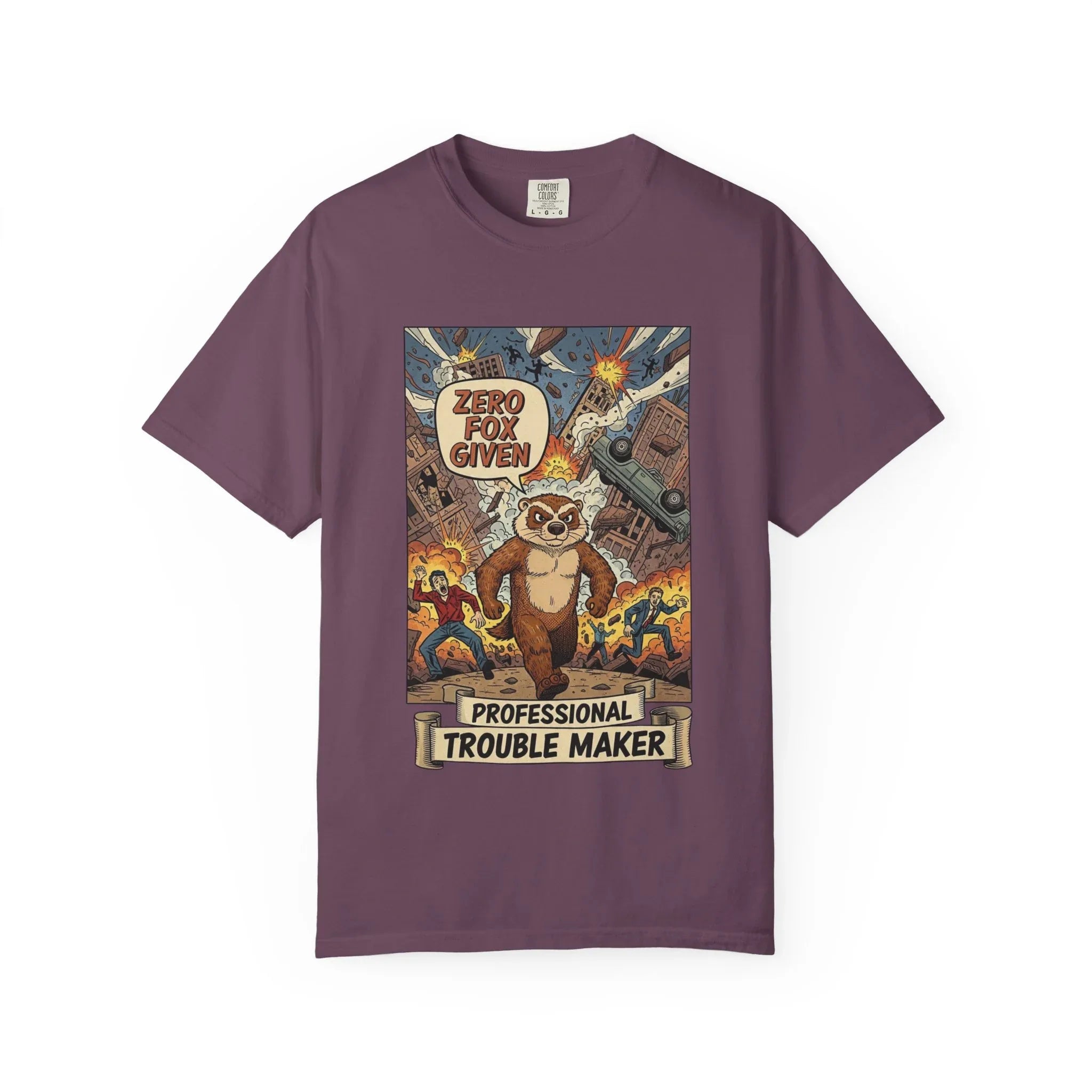 Funny Honey Badger Shirt - "Zero Fox Given" Hoodie - Retro Comic Style Monster Tee - Kaiju Animal Attack Graphic - Professional Trouble Maker Sarcastic Meme Art Berry M