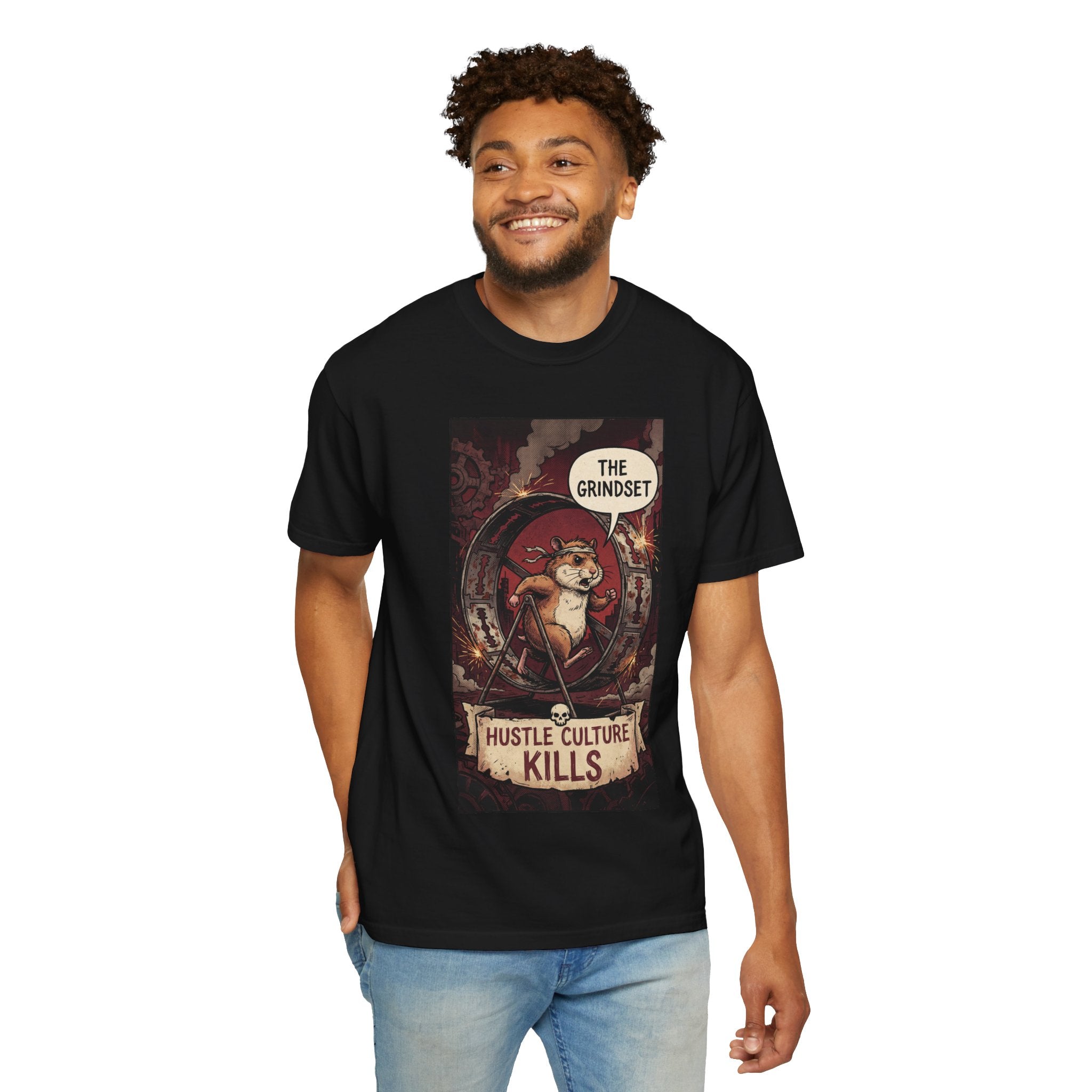 The Grindset Shirt - Hustle Culture Kills T-Shirt - Sarcastic Burnout Awareness Tee - Vintage Comic Graphic - Corporate Satire Gift