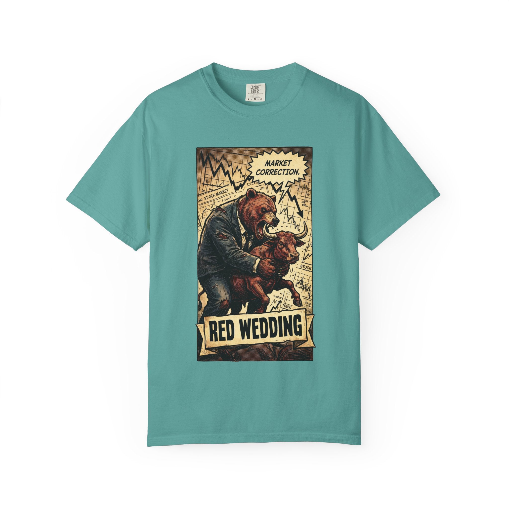 Market Correction Red Wedding Shirt, Bear vs Bull Stock Market Tee, Funny Trader Investor Gift, Vintage Finance Graphic Streetwear Seafoam