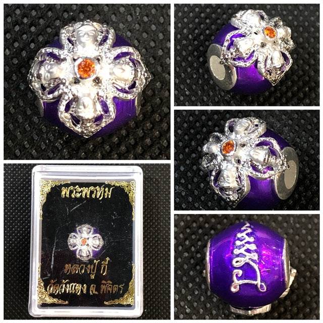 Phra Kru Pilat Thammavimon Blessing Amulet Bracelets ร้านค้าของฉัน Blue enamel Pink enamel Yellow enamel Pink enamel-Yellow enamel-Blue enamel-Green enamel-Orange enamel-Red enamel-Purple enamel-