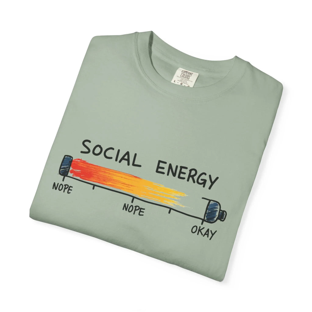 Social Energy Meter Shirt, Introvert Humor Tee, Social Battery Bar Chart T-Shirt, Funny Minimal Graphic, Nope to Okay Gift
