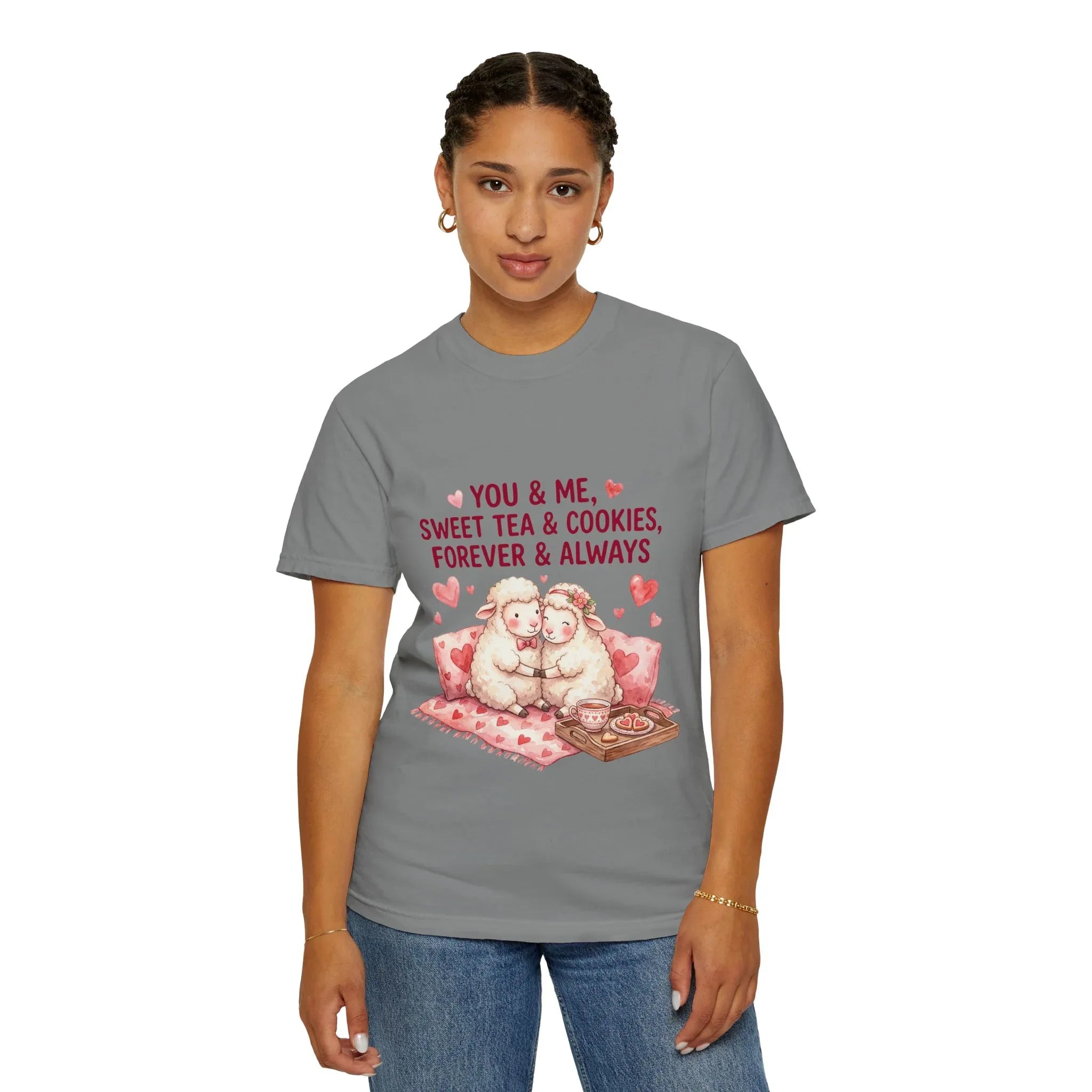 You and Me Sweet Tea Cookies Bears T Shirt Cute Cuddling Couple Watercolor Cozy Vintage Aesthetic Gift Lovers Soft Cotton Romantic Tee