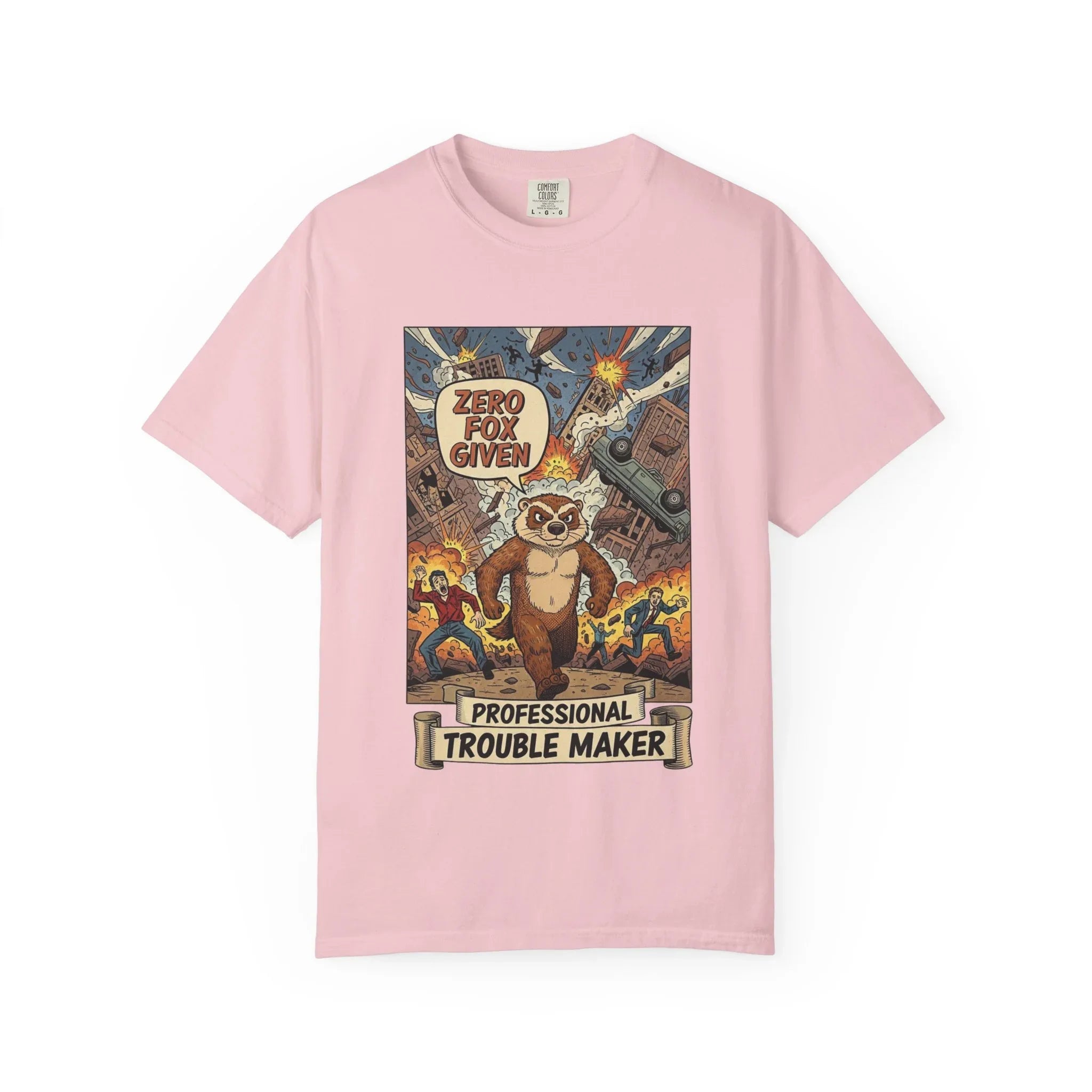 Funny Honey Badger Shirt - "Zero Fox Given" Hoodie - Retro Comic Style Monster Tee - Kaiju Animal Attack Graphic - Professional Trouble Maker Sarcastic Meme Art Blossom