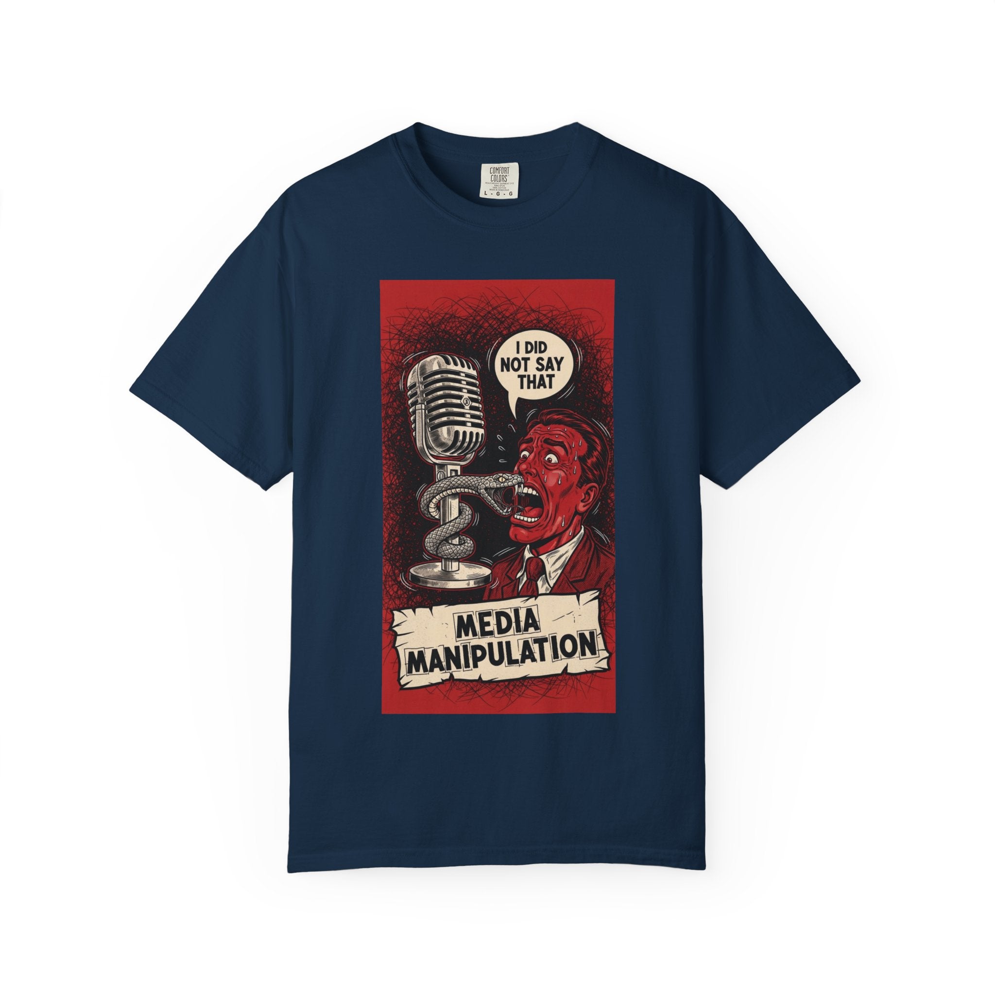 Vintage Satirical T-Shirt | Political Theater & System is Rigged Retro Tee | Sarcastic Dark Humor Shirt | Unisex Premium Cotton Graphic Tee True Navy