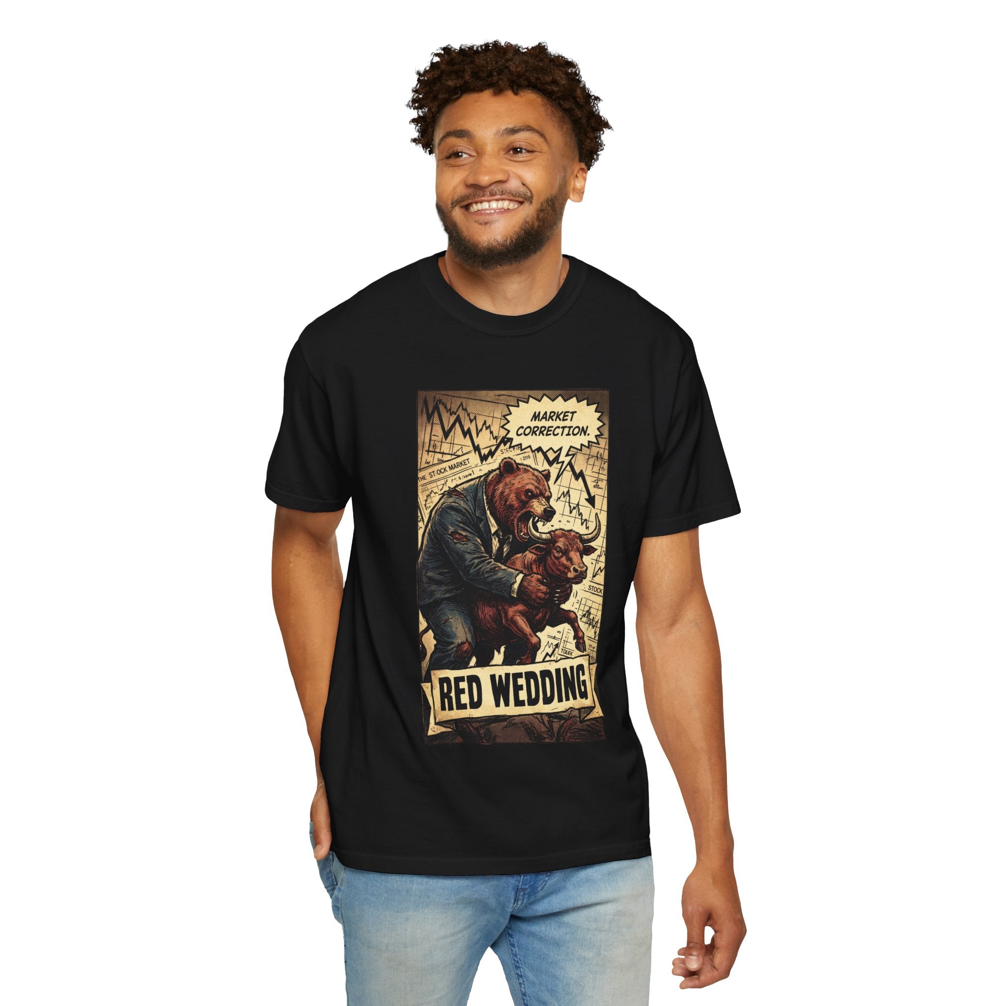 Market Correction Red Wedding Shirt, Bear vs Bull Stock Market Tee, Funny Trader Investor Gift, Vintage Finance Graphic Streetwear