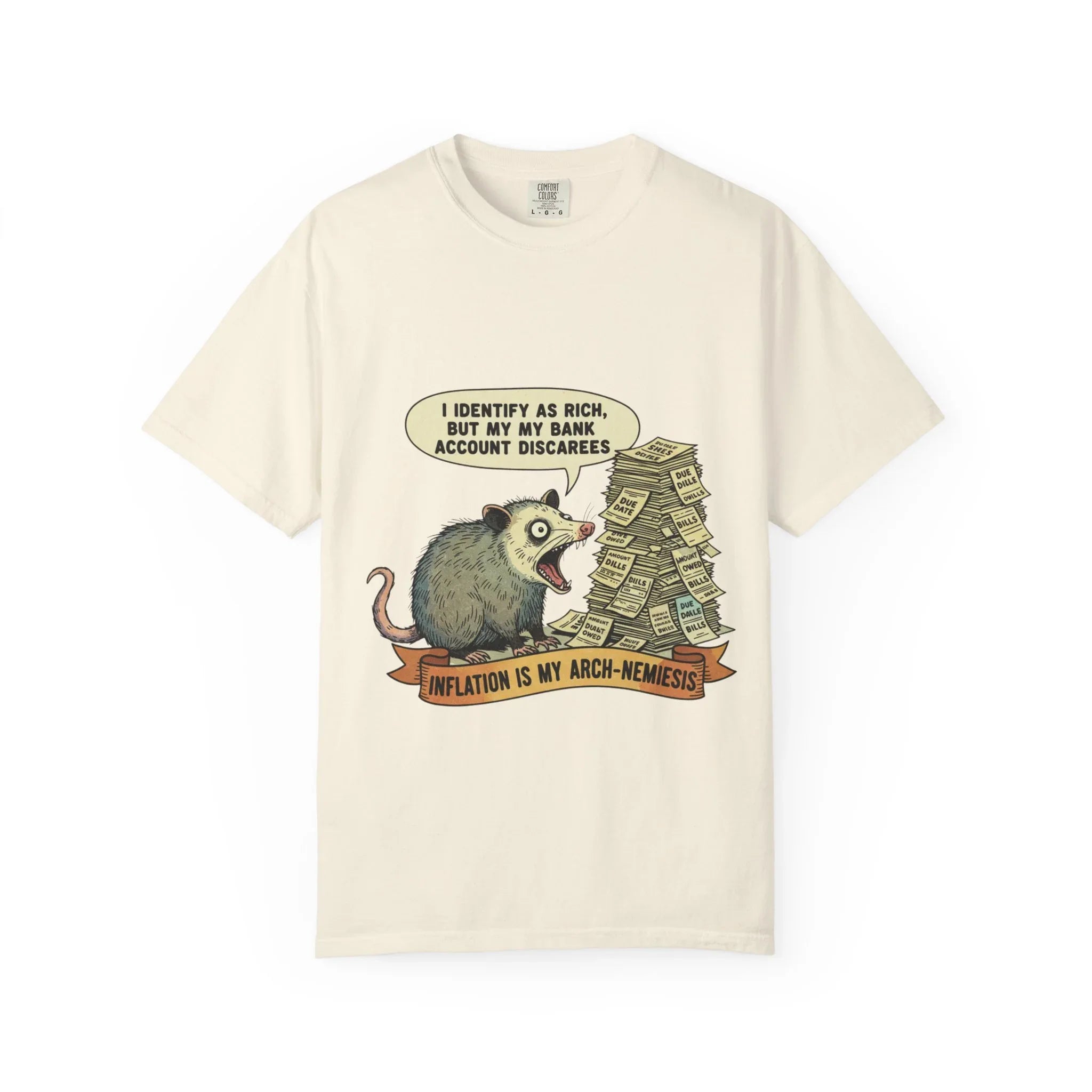 Funny Opossum Shirt Inflation Is My Arch Nemesis Tee Relatable Financial Meme Gift Sarcastic Possum Tshirt Screaming Trash Animal Top Ivory