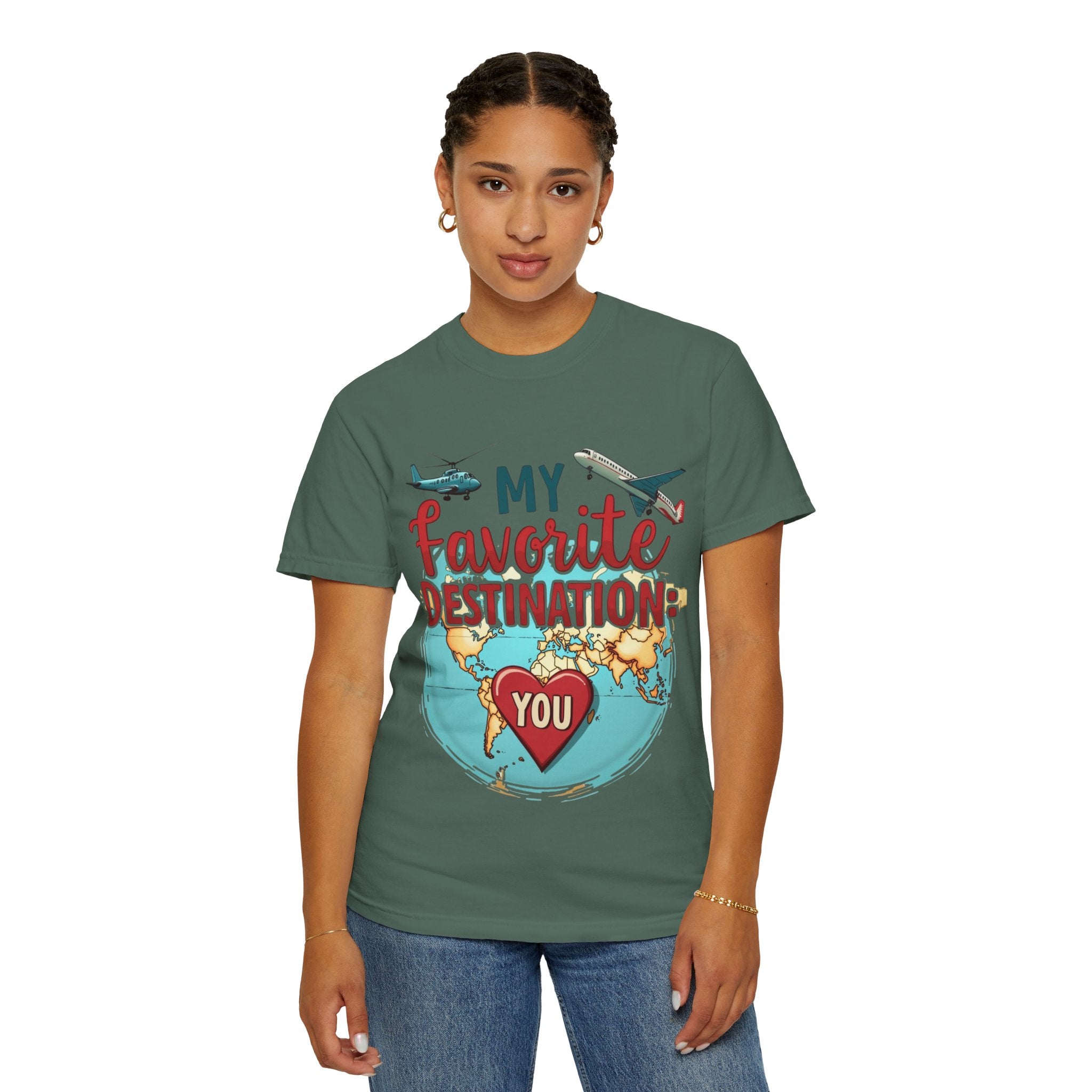 My Favorite Destination You Shirt, Travel Map Heart Plane T-Shirt, Cute Globe Airplane Tee, Couples Road Trip Gift, Anniversary Valentine