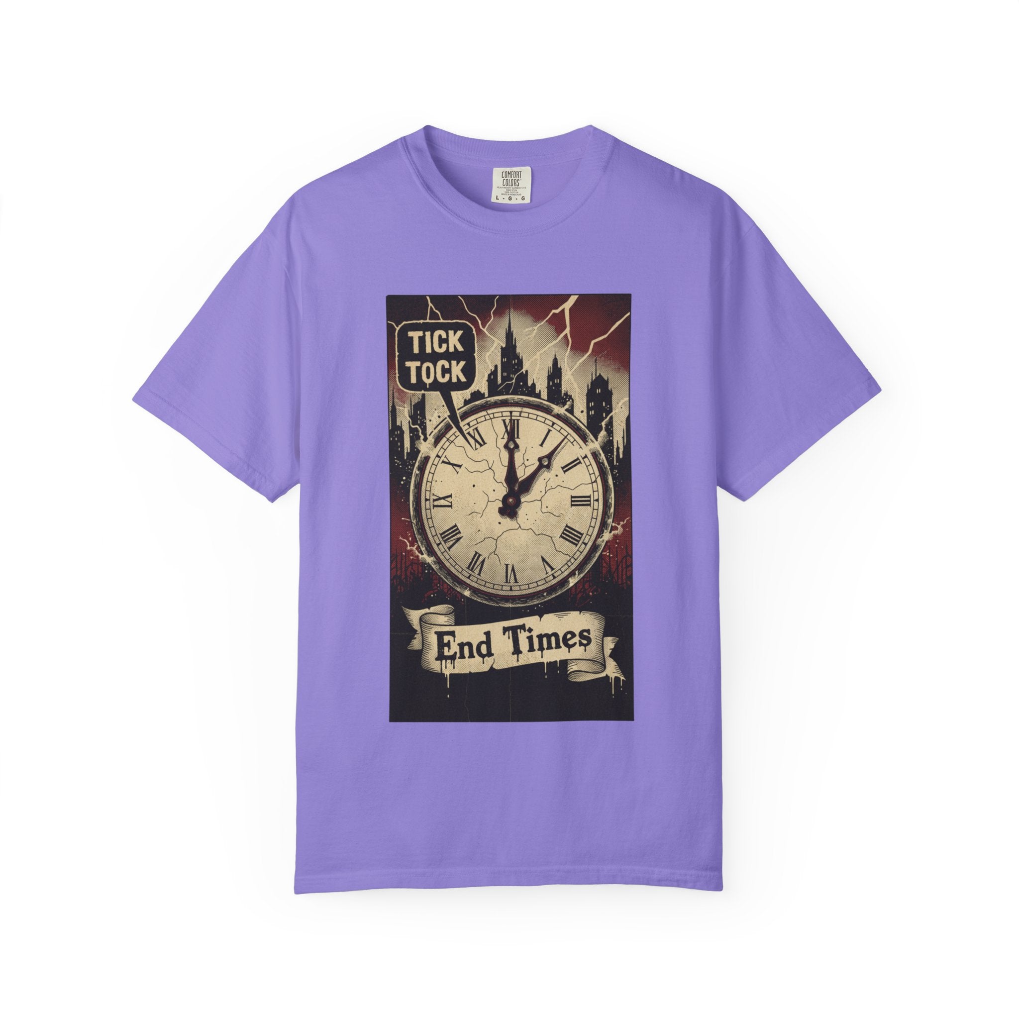 Doomsday Clock Shirt End Times Vintage Comic Tee Dark Aesthetic Grunge Top Apocalypse Graphic Retro Gothic Clothing Tick Tock Shirt Violet