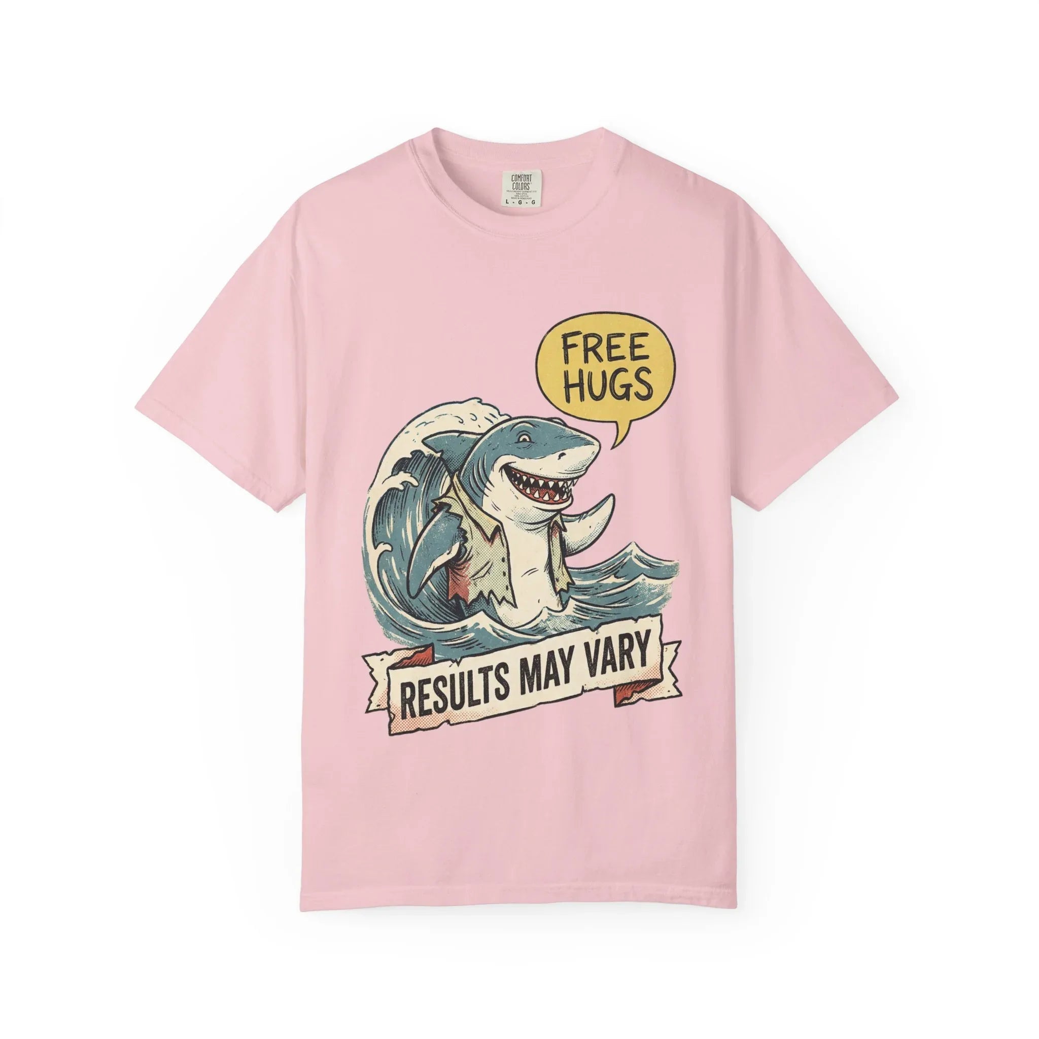 Vintage Shark Shirt - Funny "Free Hugs" T-Shirt - Dark Humor Gift - Retro Graphic Tee - Sarcastic Ocean Lover Top - Grunge Style Animal Apparel Blossom