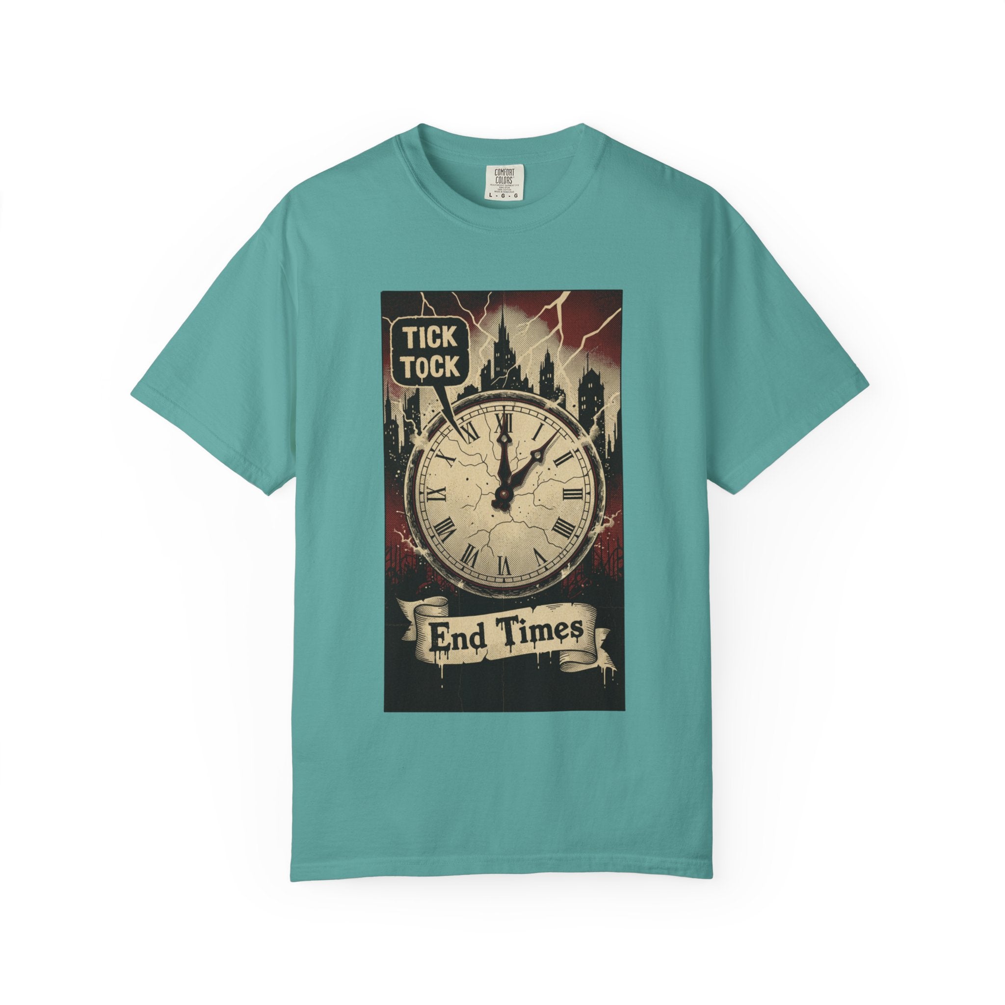 Doomsday Clock Shirt End Times Vintage Comic Tee Dark Aesthetic Grunge Top Apocalypse Graphic Retro Gothic Clothing Tick Tock Shirt Seafoam