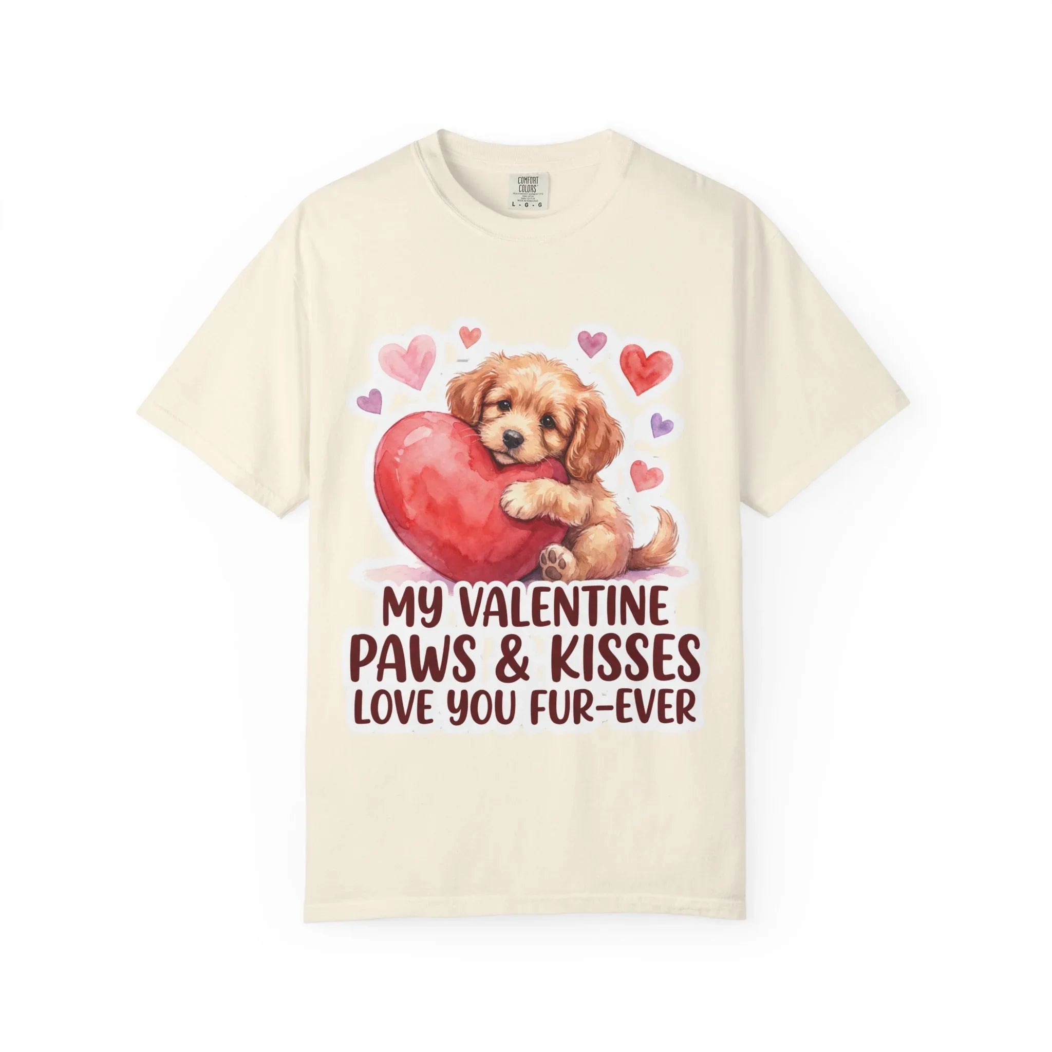 Puppy Heart Valentine T-Shirt | Paws & Kisses Love You Fur-Ever Dog Graphic Tee Ivory
