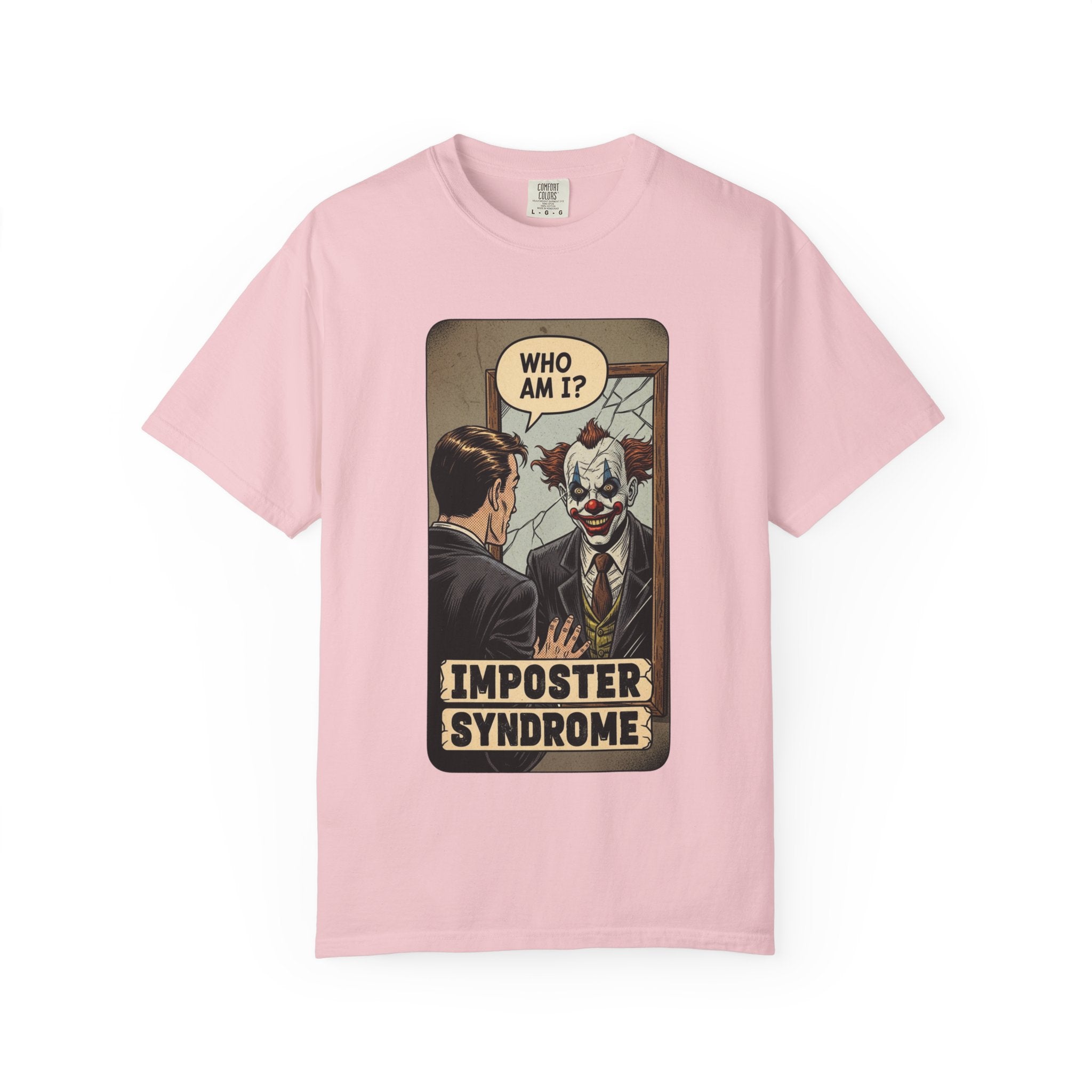 Imposter Syndrome Shirt Vintage Clown Mirror Tee Funny Mental Health Graphic T-Shirt Sarcastic Retro Who Am I Top Corporate Humor Gift Blossom