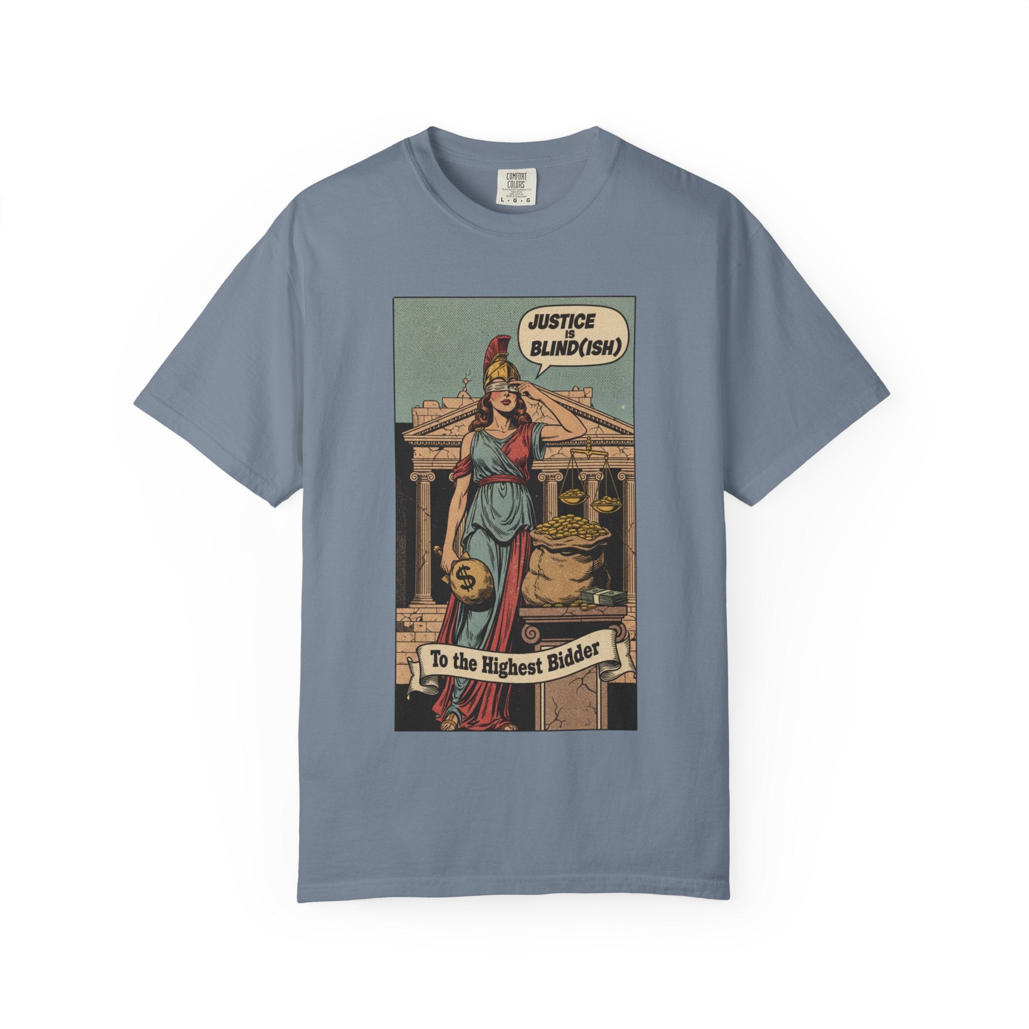 Vintage Satirical T-Shirt | Political Theater & System is Rigged Retro Tee | Sarcastic Dark Humor Shirt | Unisex Premium Cotton Graphic Tee Blue Jean