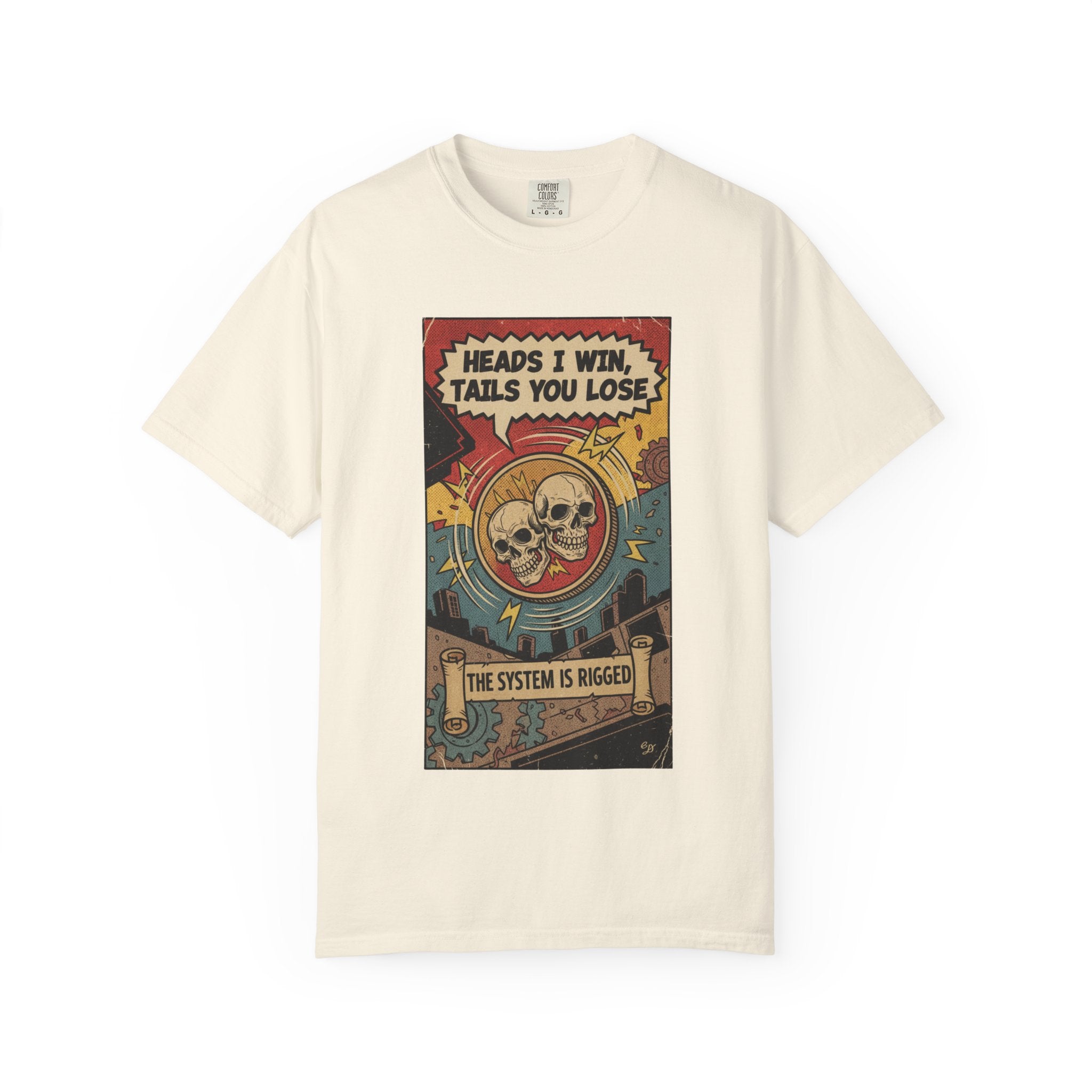 Vintage Satirical T-Shirt | Political Theater & System is Rigged Retro Tee | Sarcastic Dark Humor Shirt | Unisex Premium Cotton Graphic Tee Ivory