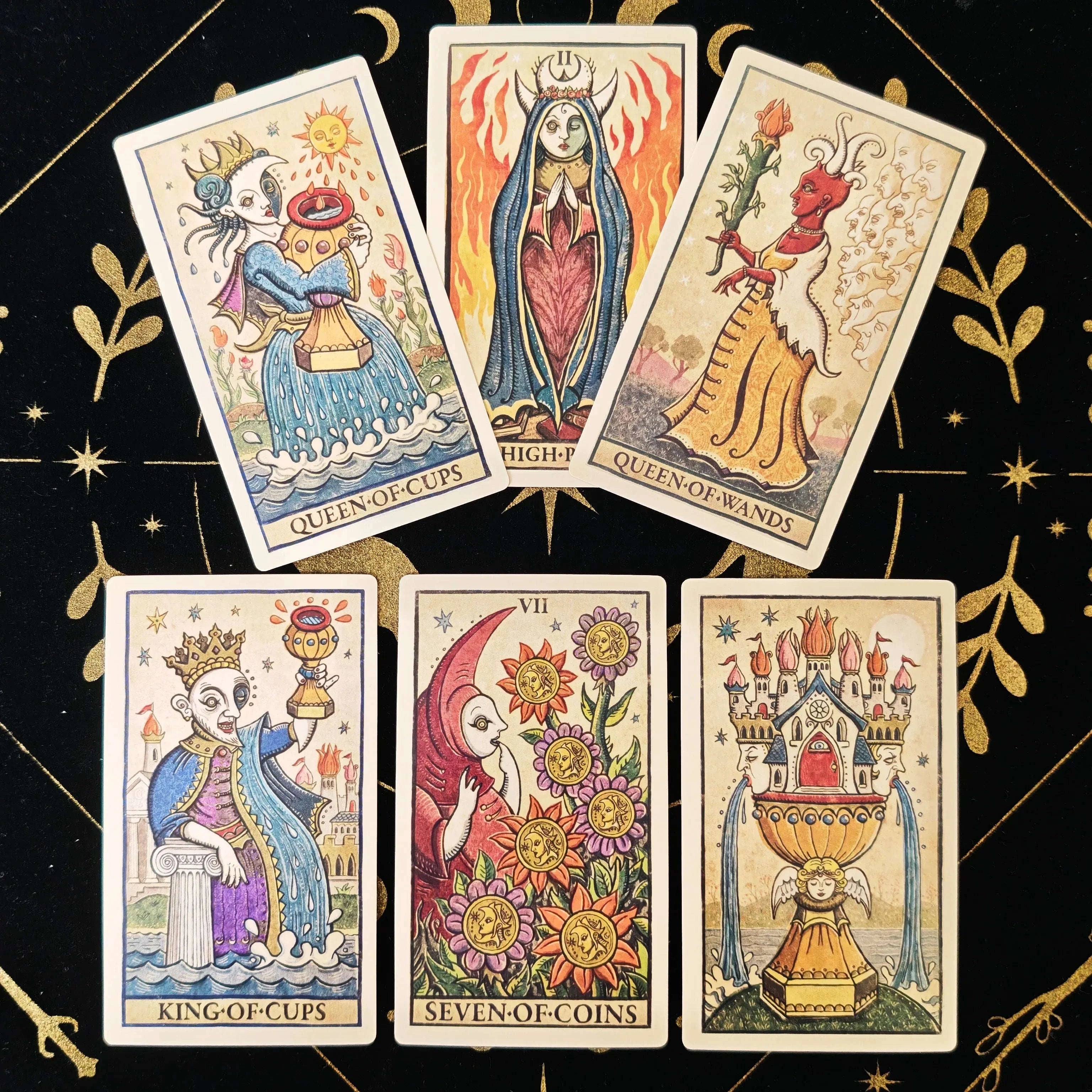 🔥12x7cm Trionfi della Luna Tarot Deck | 78-Card English Edition for Beginner-Friendly Readings