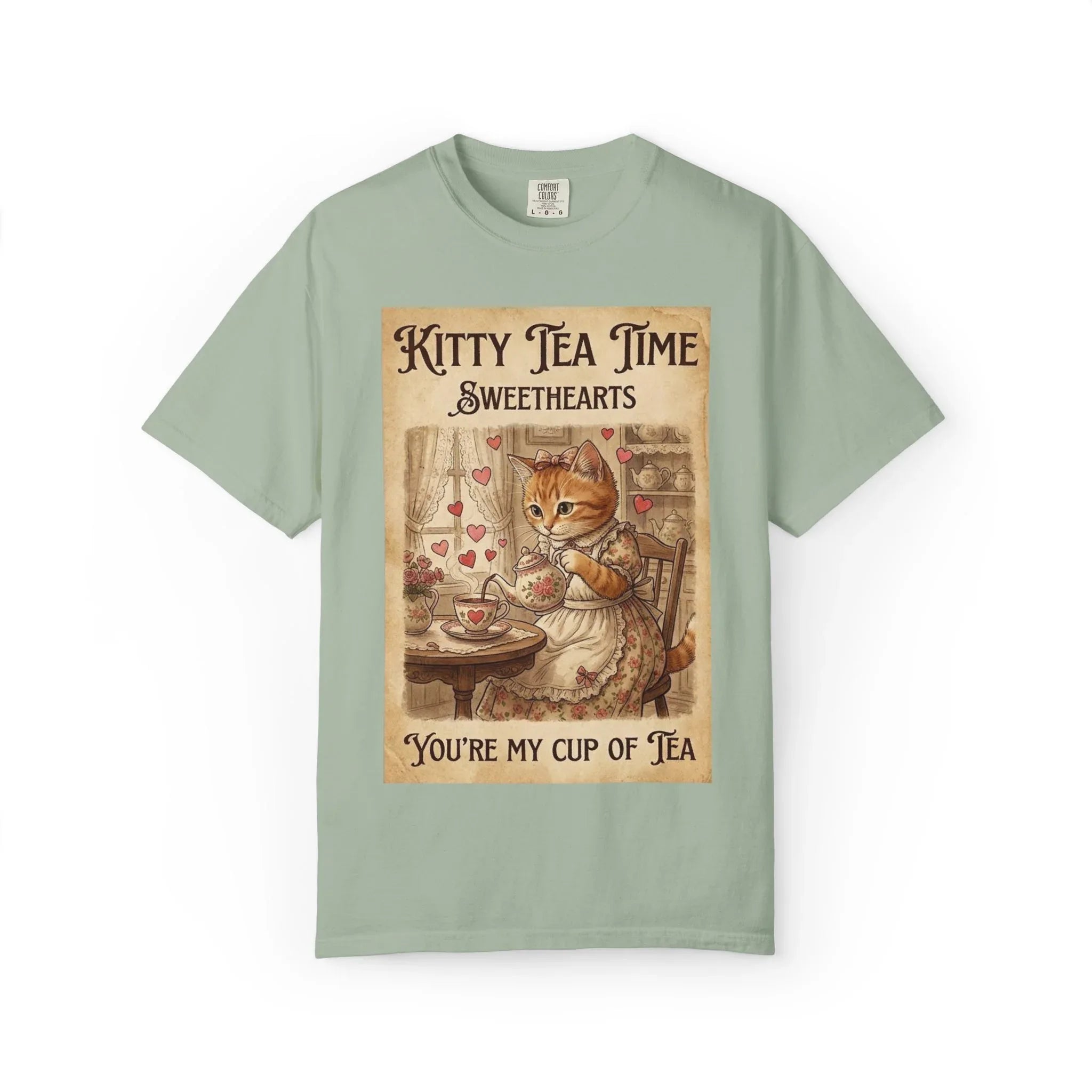 Kitty Tea Time T-Shirt | Vintage Cat Youre My Cup of Tea Graphic Tee | Retro Cozy Cat Lover Gift Shirt Bay