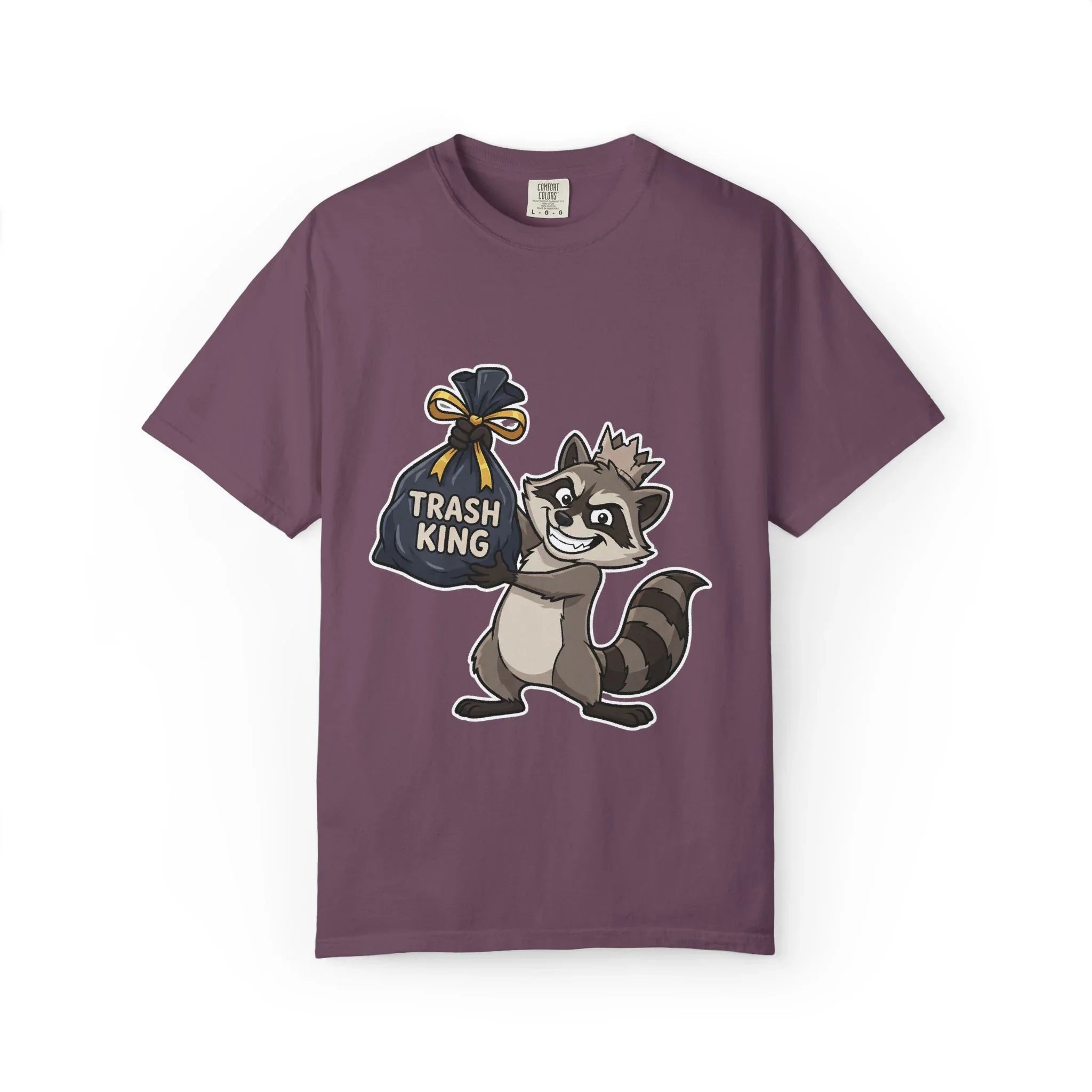 Trash King Raccoon Shirt, Funny Trash Panda Tee, Crown Trash Bag Graphic T-Shirt, Meme Streetwear Gift, Sarcastic Animal Humor Berry M