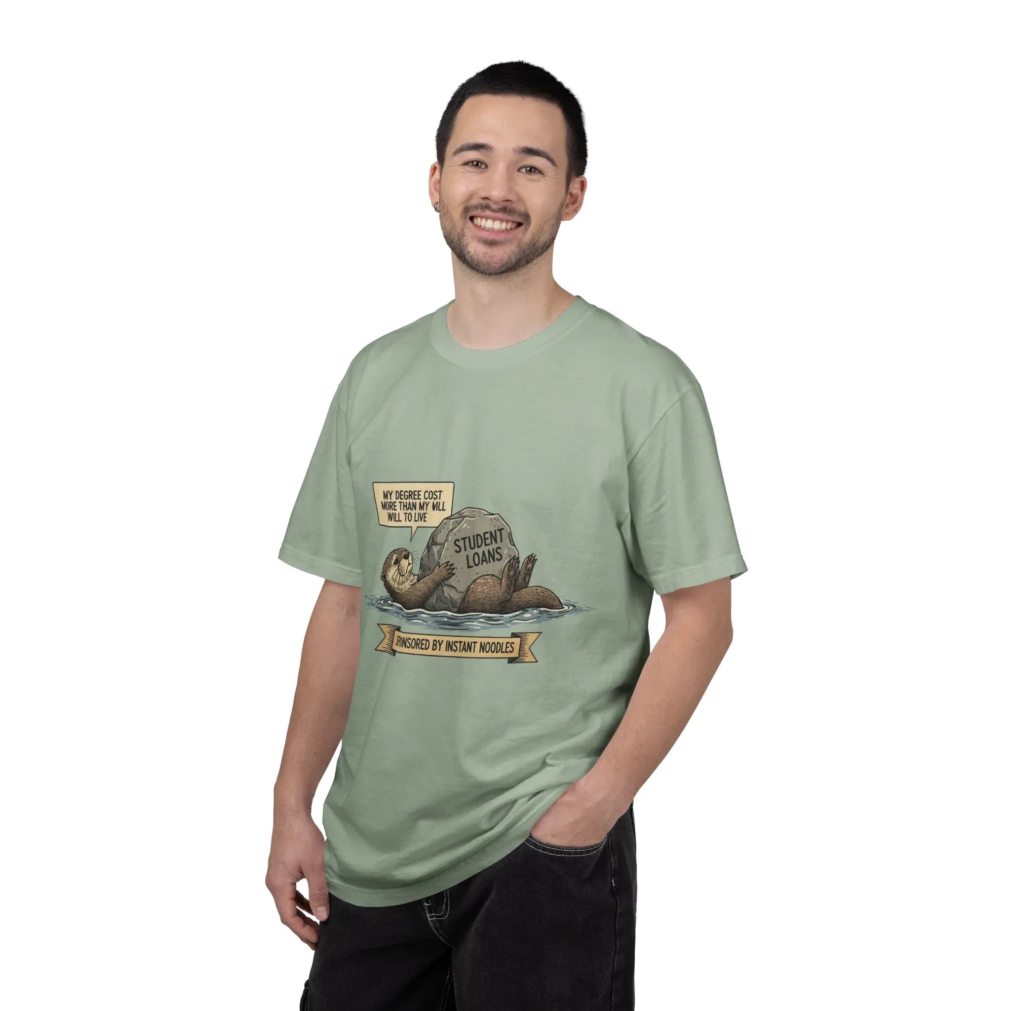 Funny Sloth Shirt Financially Stable In My Dreams Tee Student Loan Otter Shirt Broke Life Gift Sarcastic Adulting Currently Accepting