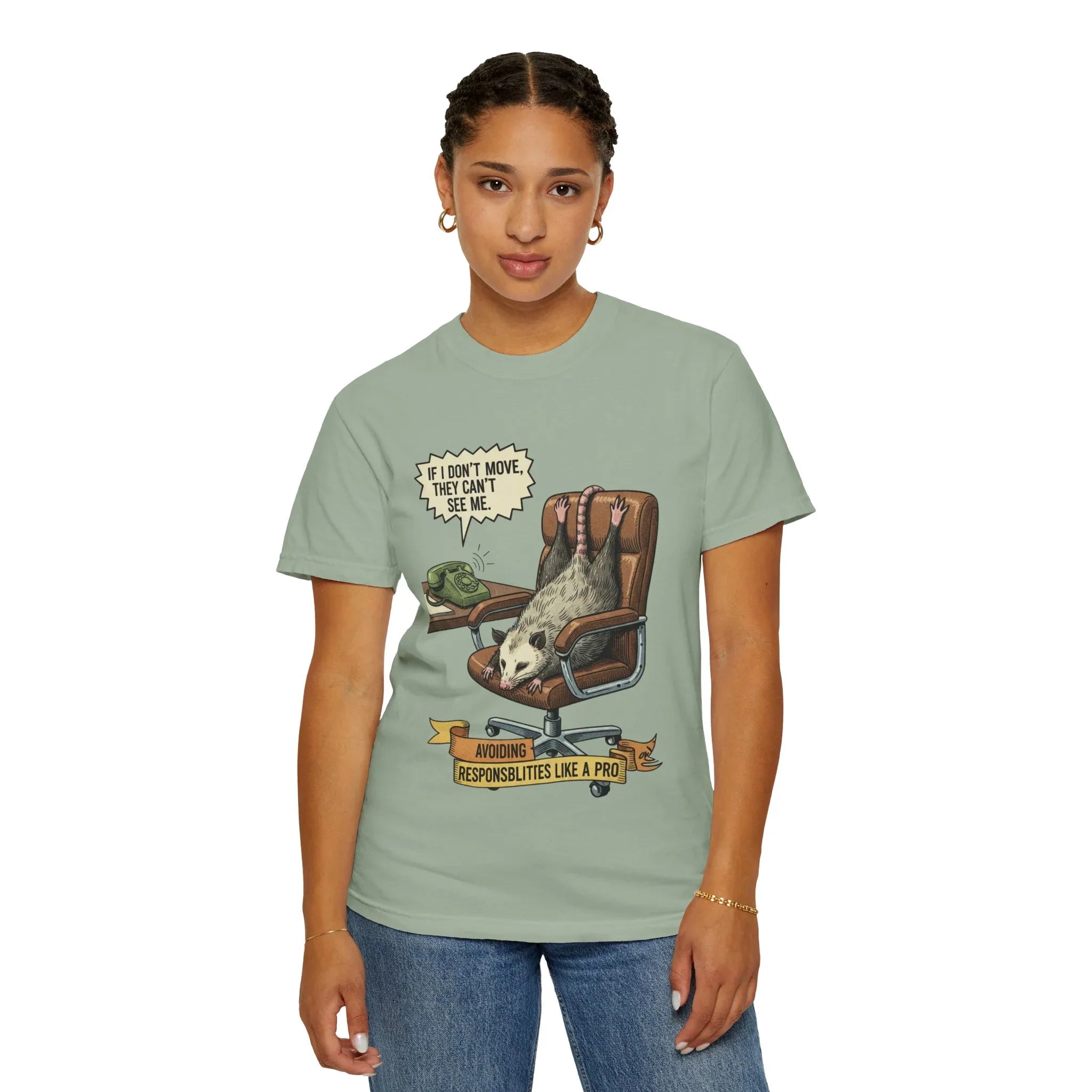 Funny Opossum Shirt - Procrastination Gift - Office Humor Tee - Introvert Sweatshirt - "Avoiding Responsibilities Like A Pro" - Vintage Opossum Illustration - Social Anxiety Top