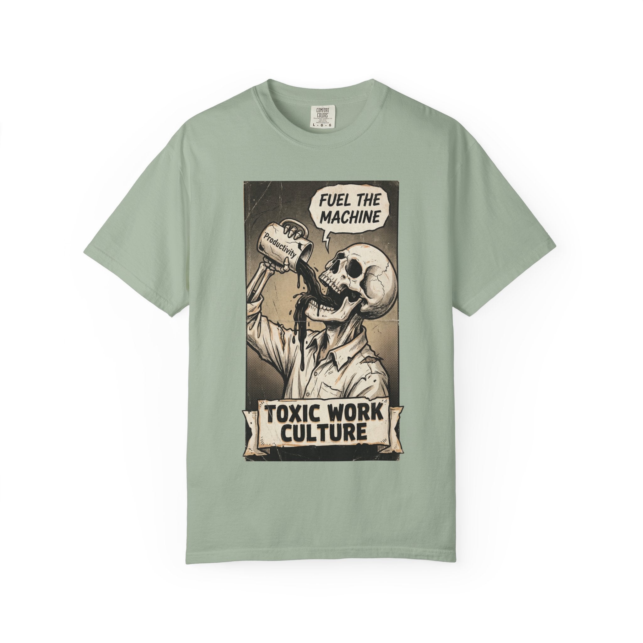 Toxic Work Culture Shirt, Fuel The Machine Skeleton Tee, Productivity Coffee Graphic, Sarcastic Office Worker Gift, Vintage Grunge Streetwear Bay