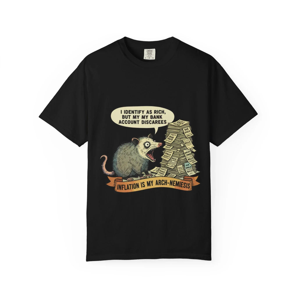 Funny Opossum Shirt Inflation Is My Arch Nemesis Tee Relatable Financial Meme Gift Sarcastic Possum Tshirt Screaming Trash Animal Top Black