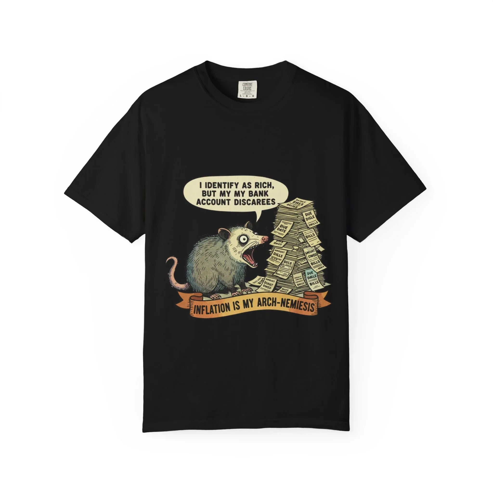 Funny Opossum Shirt Inflation Is My Arch Nemesis Tee Relatable Financial Meme Gift Sarcastic Possum Tshirt Screaming Trash Animal Top Black