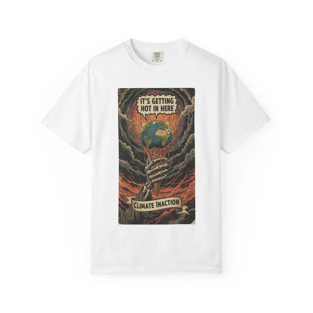 Climate Inaction Skeleton Melting Earth Shirt - Vintage Graphic Global Warming Activist Tee - Retro Aesthetic Sarcastic Eco-Friendly Gift - Heavyweight Garment-Dyed Unisex T-shirt