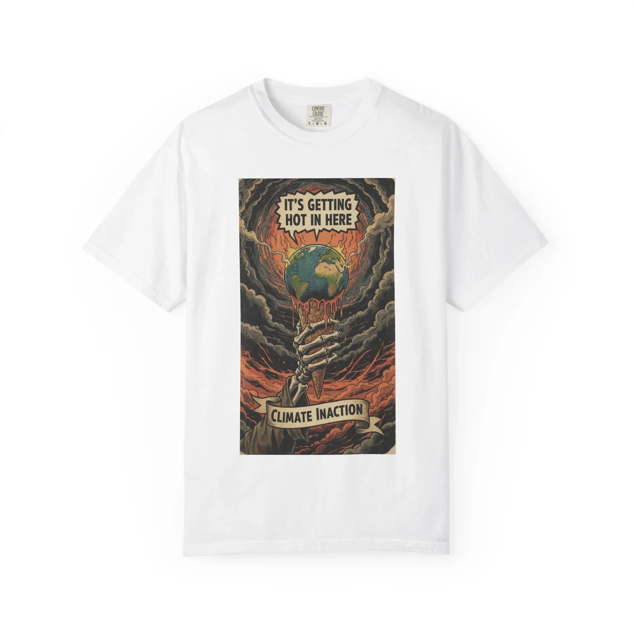 Climate Inaction Skeleton Melting Earth Shirt - Vintage Graphic Global Warming Activist Tee - Retro Aesthetic Sarcastic Eco-Friendly Gift - Heavyweight Garment-Dyed Unisex T-shirt