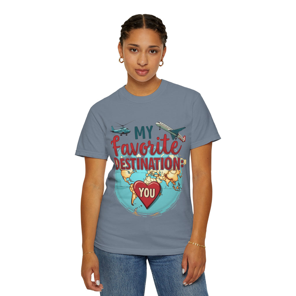 My Favorite Destination You Shirt, Travel Map Heart Plane T-Shirt, Cute Globe Airplane Tee, Couples Road Trip Gift, Anniversary Valentine