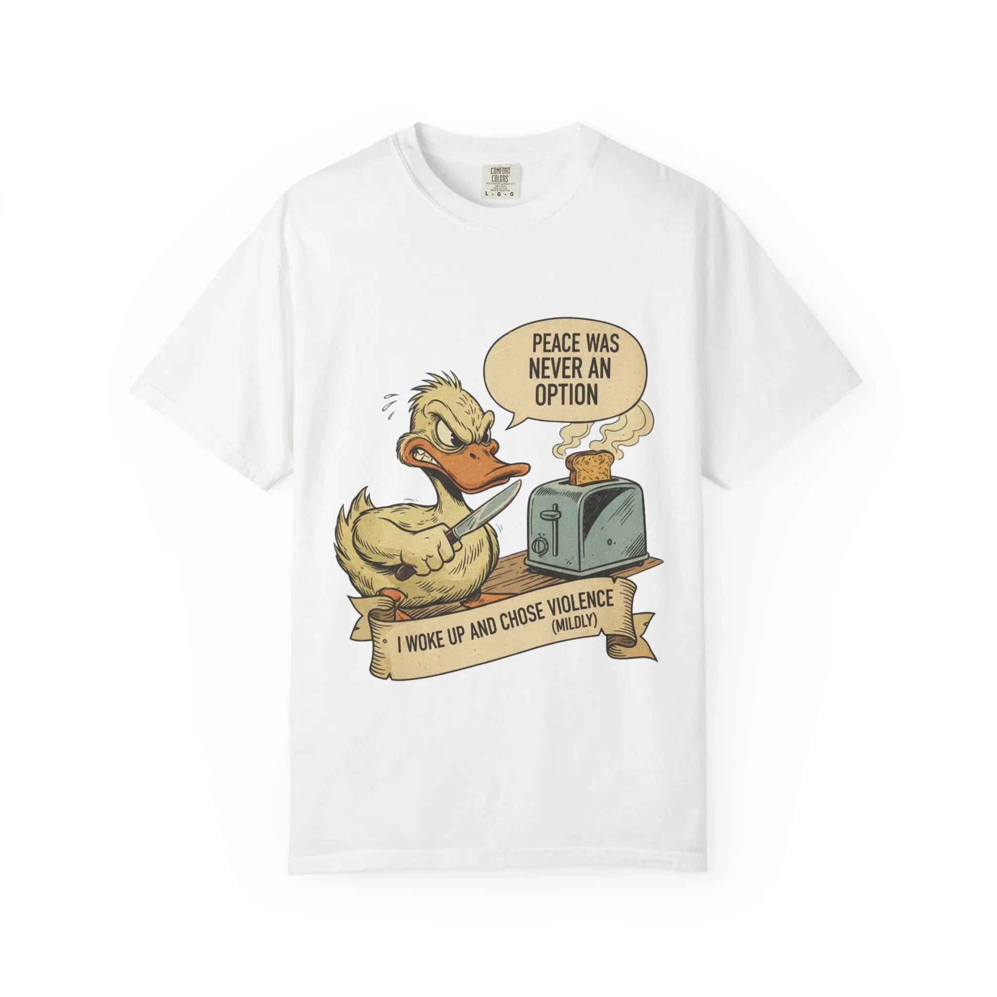 Funny Angry Duck Shirt - "I Woke Up and Chose Violence (Mildly)" Tee - Peace Was Never An Option Shirt - Sarcastic Meme Gift - Retro Comic Style Graphic T-Shirt