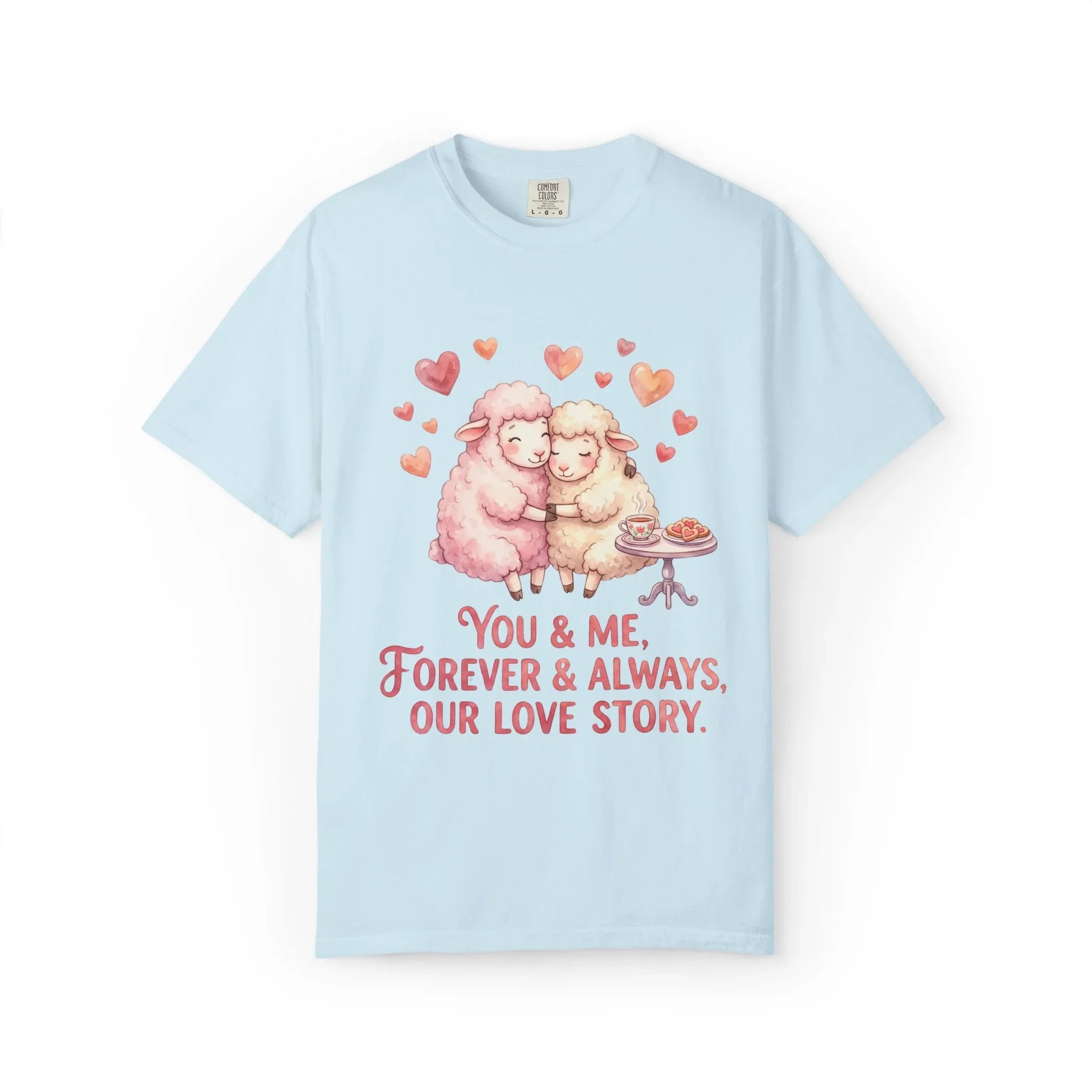 You and Me Forever Always Our Love Story T-Shirt | Cute Sheep Couple Tee | Cozy Valentine Gift | Vintage Soft Romantic Shirt Chambray