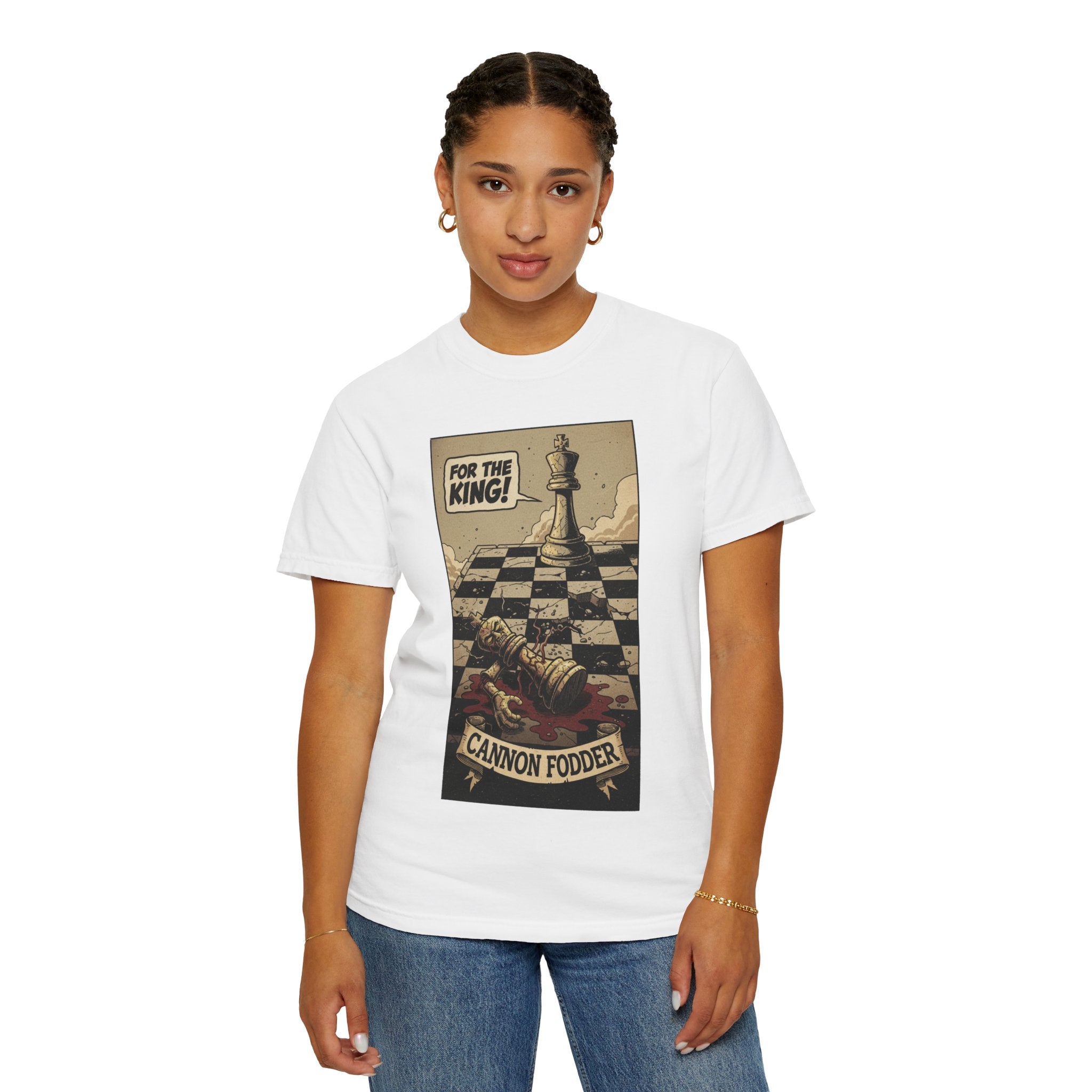 T-Shirt — "For the King! Cannon Fodder" Vintage Chess Graphic Tee