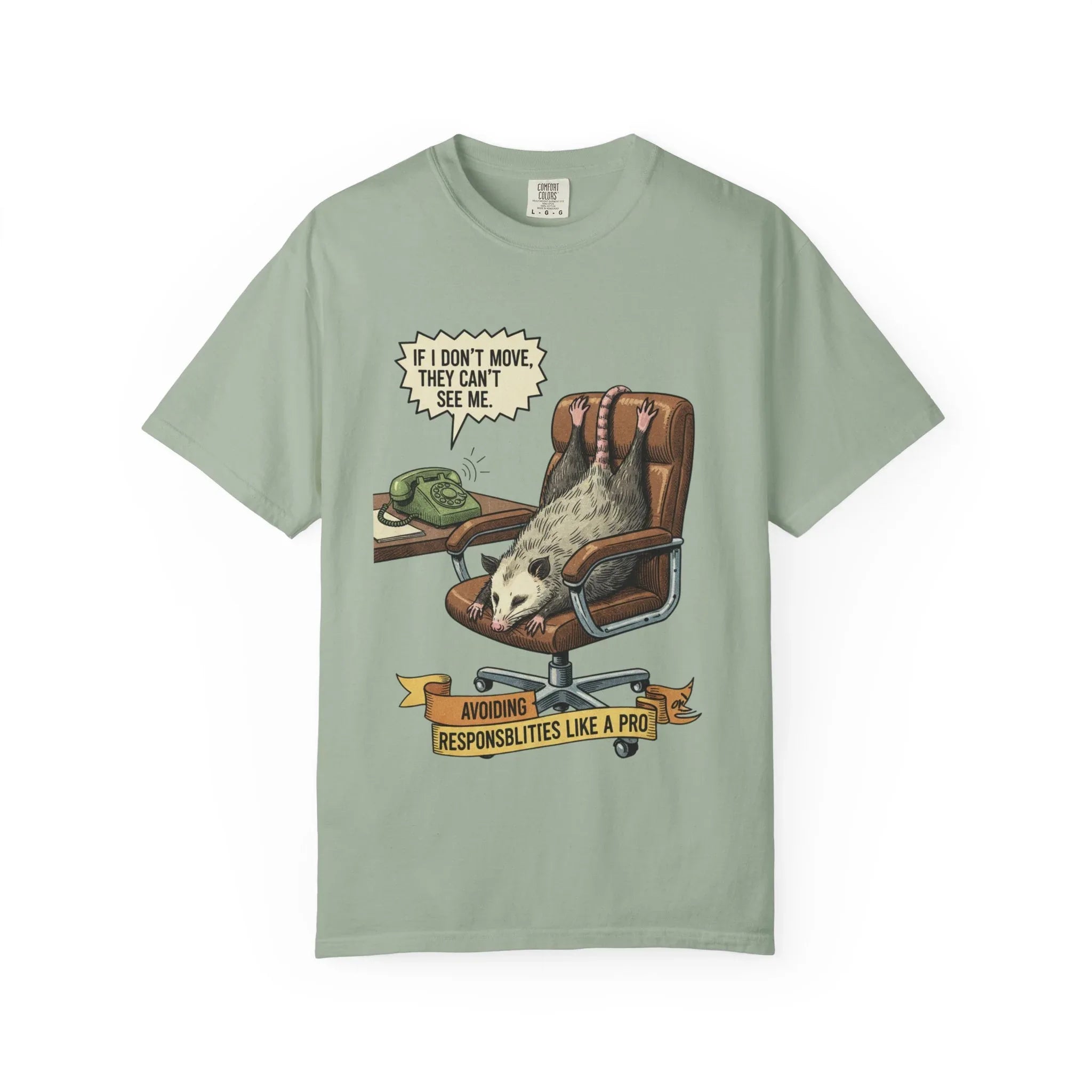 Funny Opossum Shirt - Procrastination Gift - Office Humor Tee - Introvert Sweatshirt - "Avoiding Responsibilities Like A Pro" - Vintage Opossum Illustration - Social Anxiety Top Bay