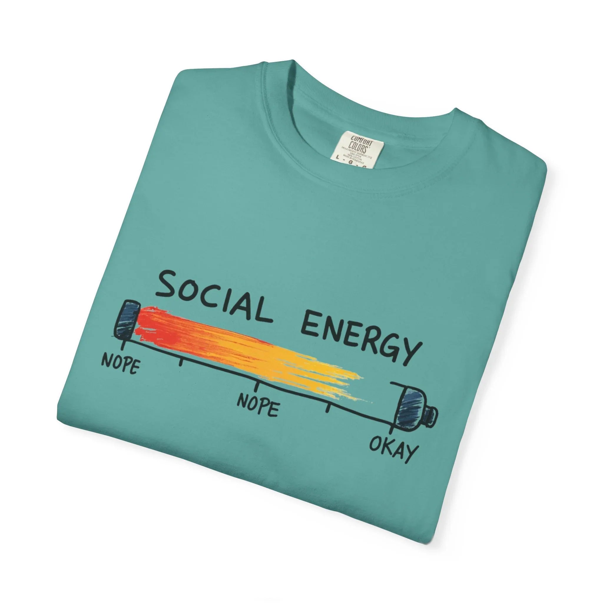 Social Energy Meter Shirt, Introvert Humor Tee, Social Battery Bar Chart T-Shirt, Funny Minimal Graphic, Nope to Okay Gift Seafoam