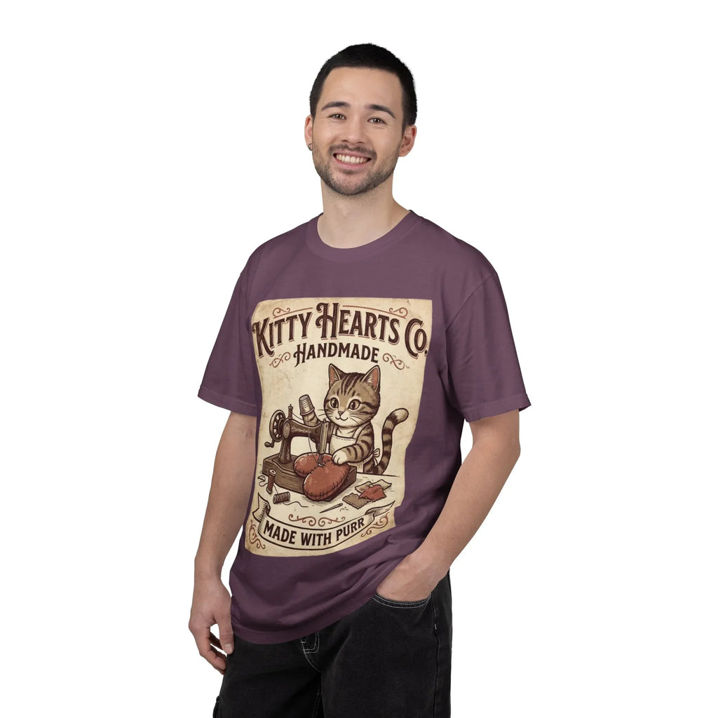 Kitty Hearts Co T-Shirt | Vintage Handmade Cat Sewing Made With Purr Graphic Tee