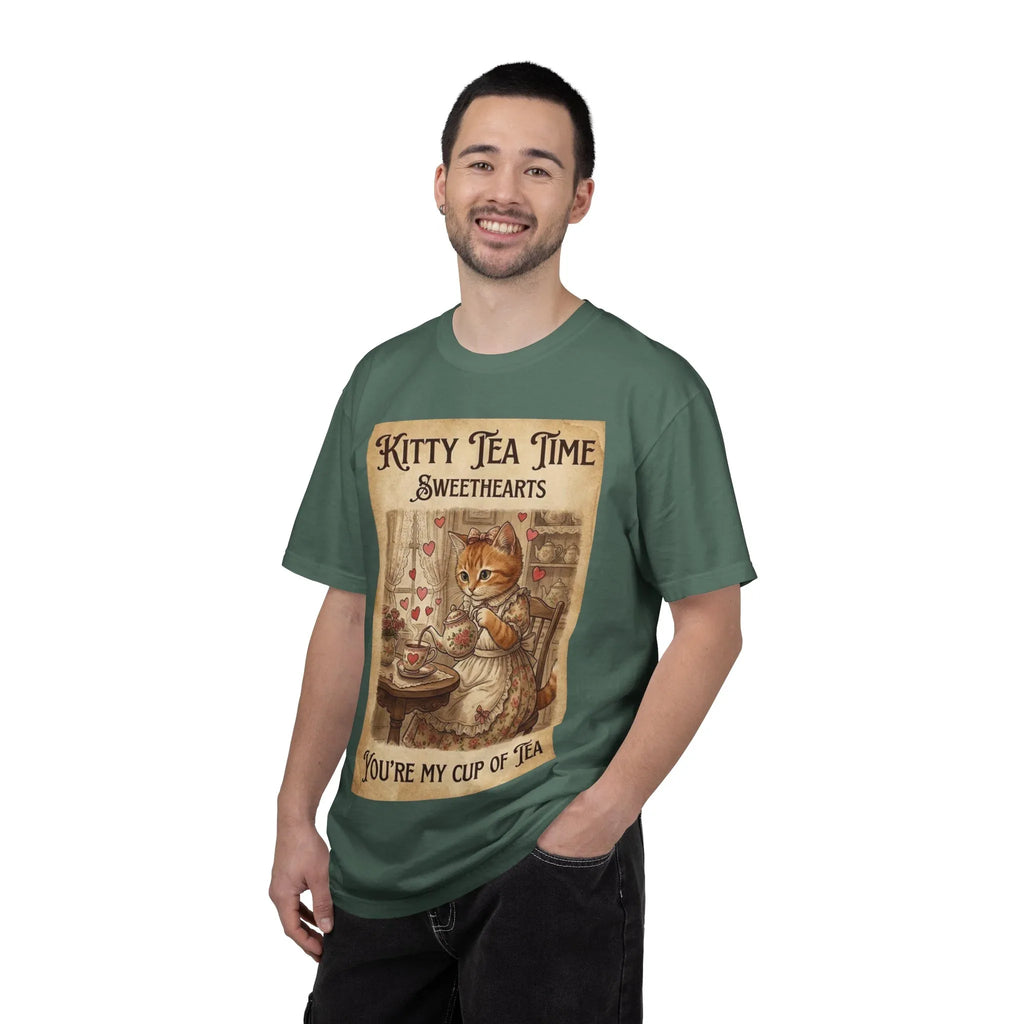 Kitty Tea Time T-Shirt | Vintage Cat Youre My Cup of Tea Graphic Tee | Retro Cozy Cat Lover Gift Shirt