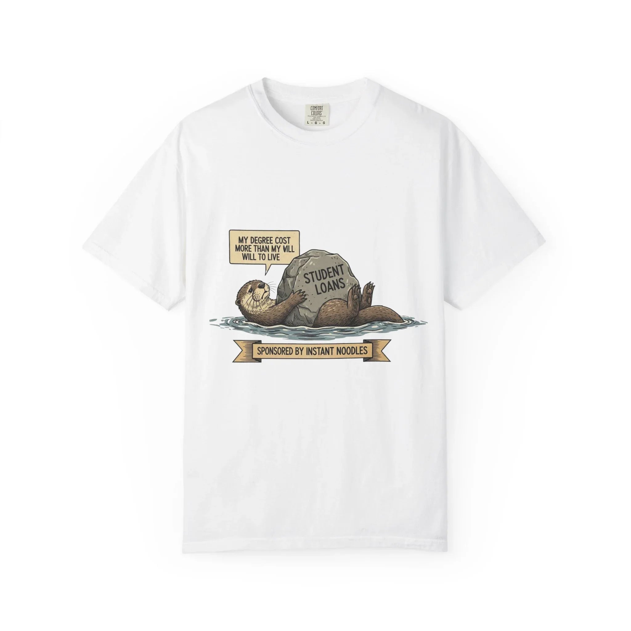 Funny Sloth Shirt Financially Stable In My Dreams Tee Student Loan Otter Shirt Broke Life Gift Sarcastic Adulting Currently Accepting