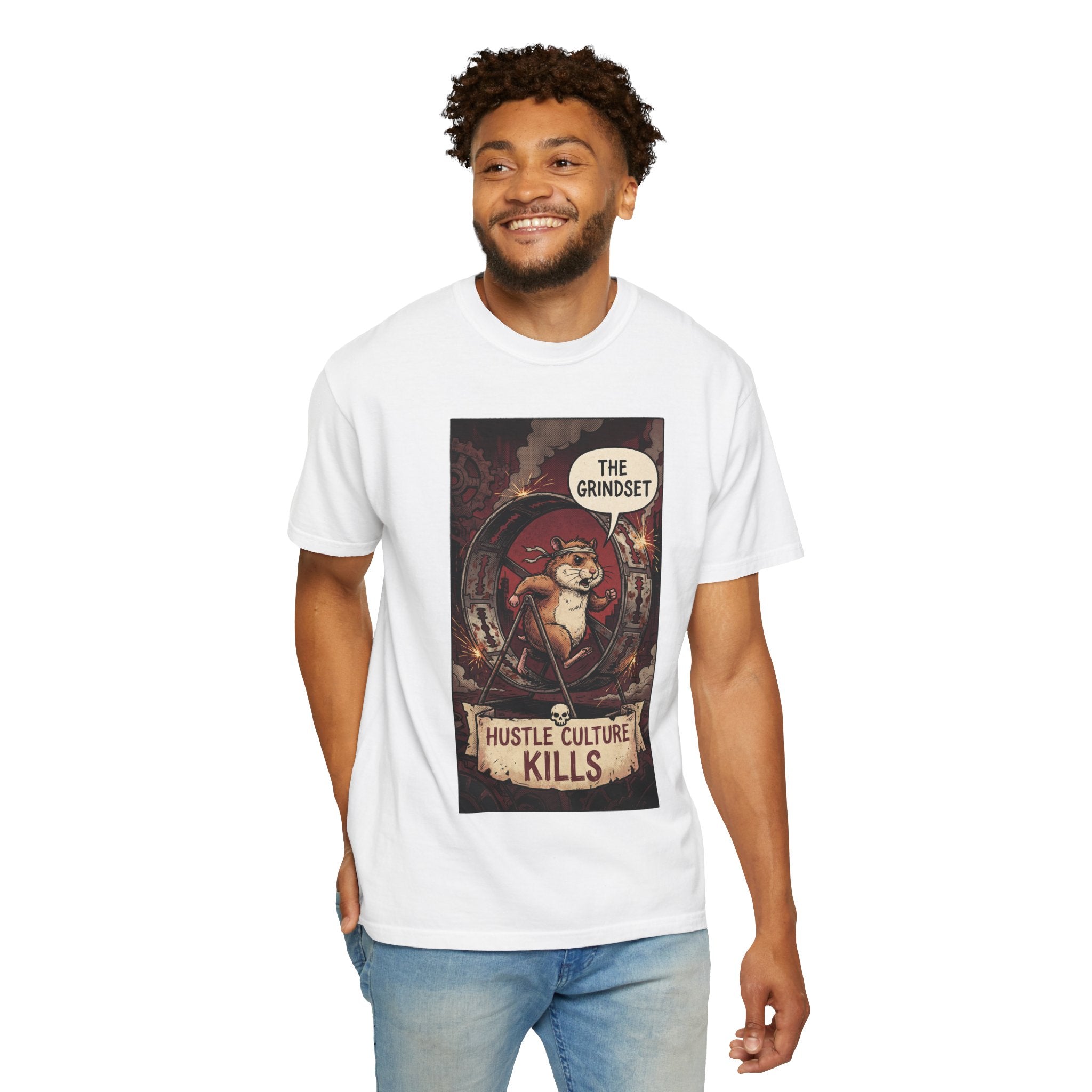 The Grindset Shirt - Hustle Culture Kills T-Shirt - Sarcastic Burnout Awareness Tee - Vintage Comic Graphic - Corporate Satire Gift