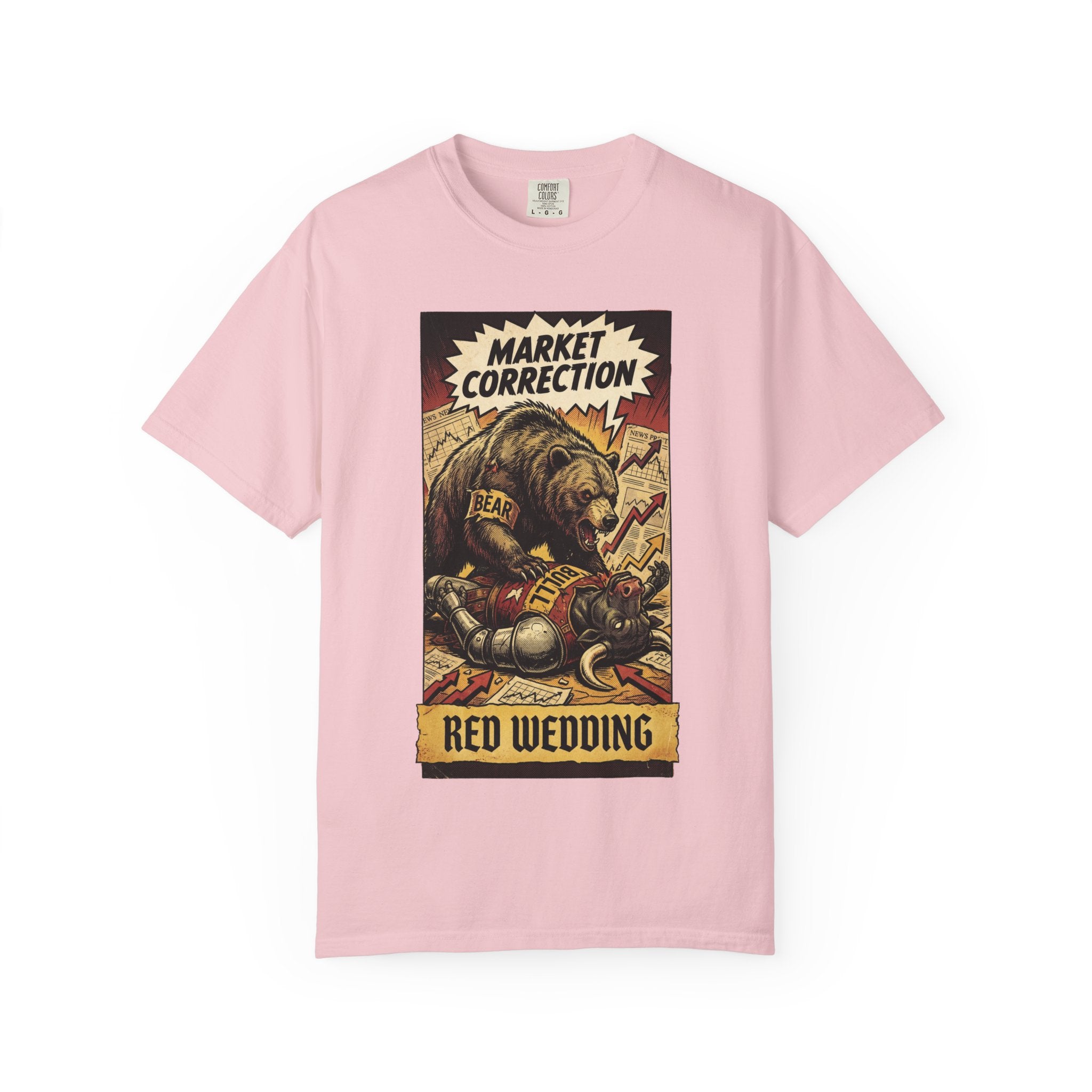 Market Correction T-Shirt, Red Wedding Stock Market Tee, Bear vs Bull Finance Graphic, Day Trader Investor Gift, Vintage Wall Street Apparel Blossom