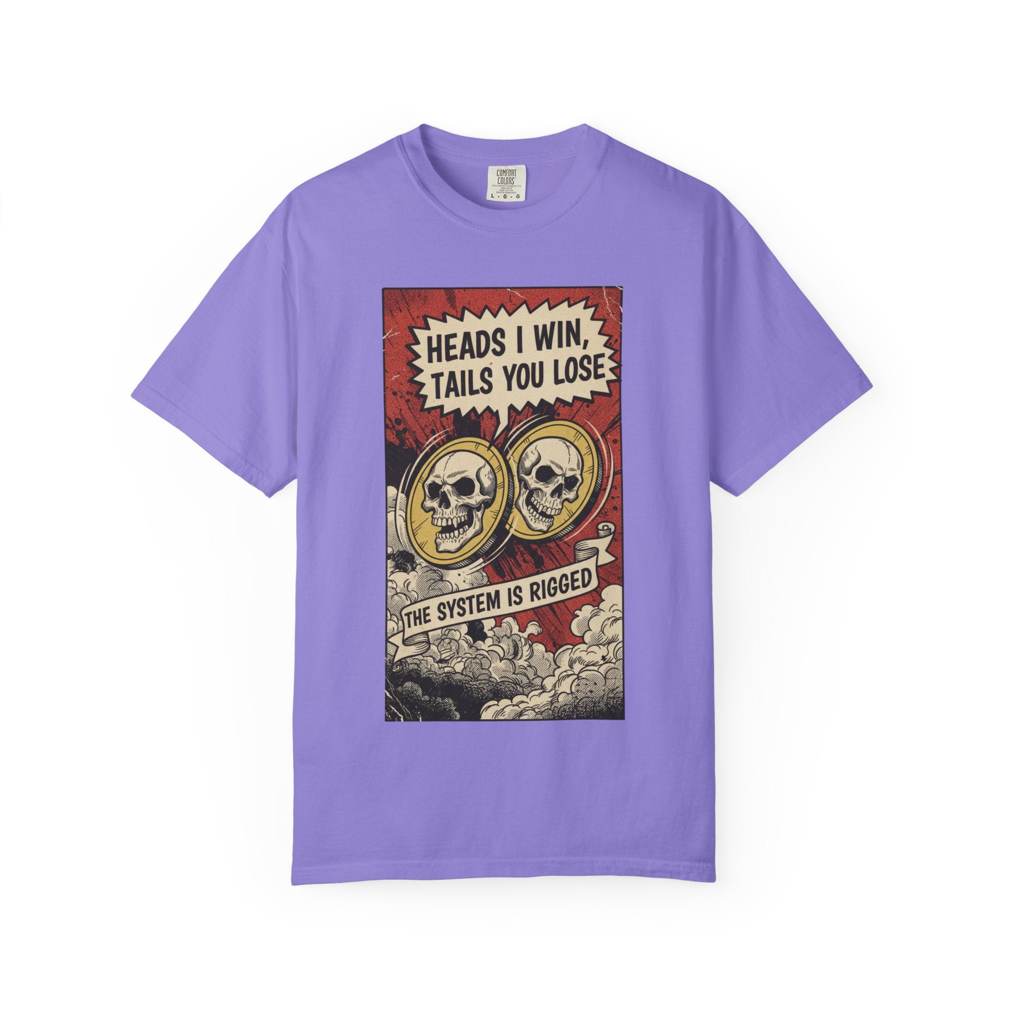 Vintage Satirical T-Shirt | Political Theater & System is Rigged Retro Tee | Sarcastic Dark Humor Shirt | Unisex Premium Cotton Graphic Tee Violet